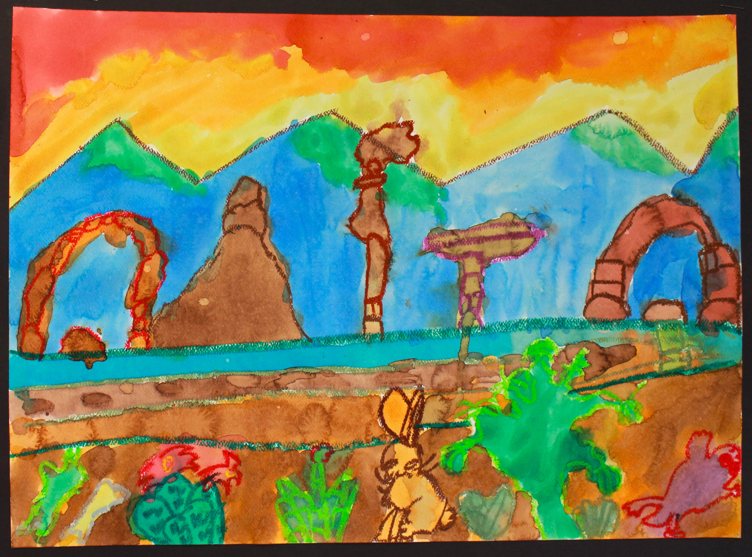 Bryan, Grade 3, Watercolor and Oil Pastel