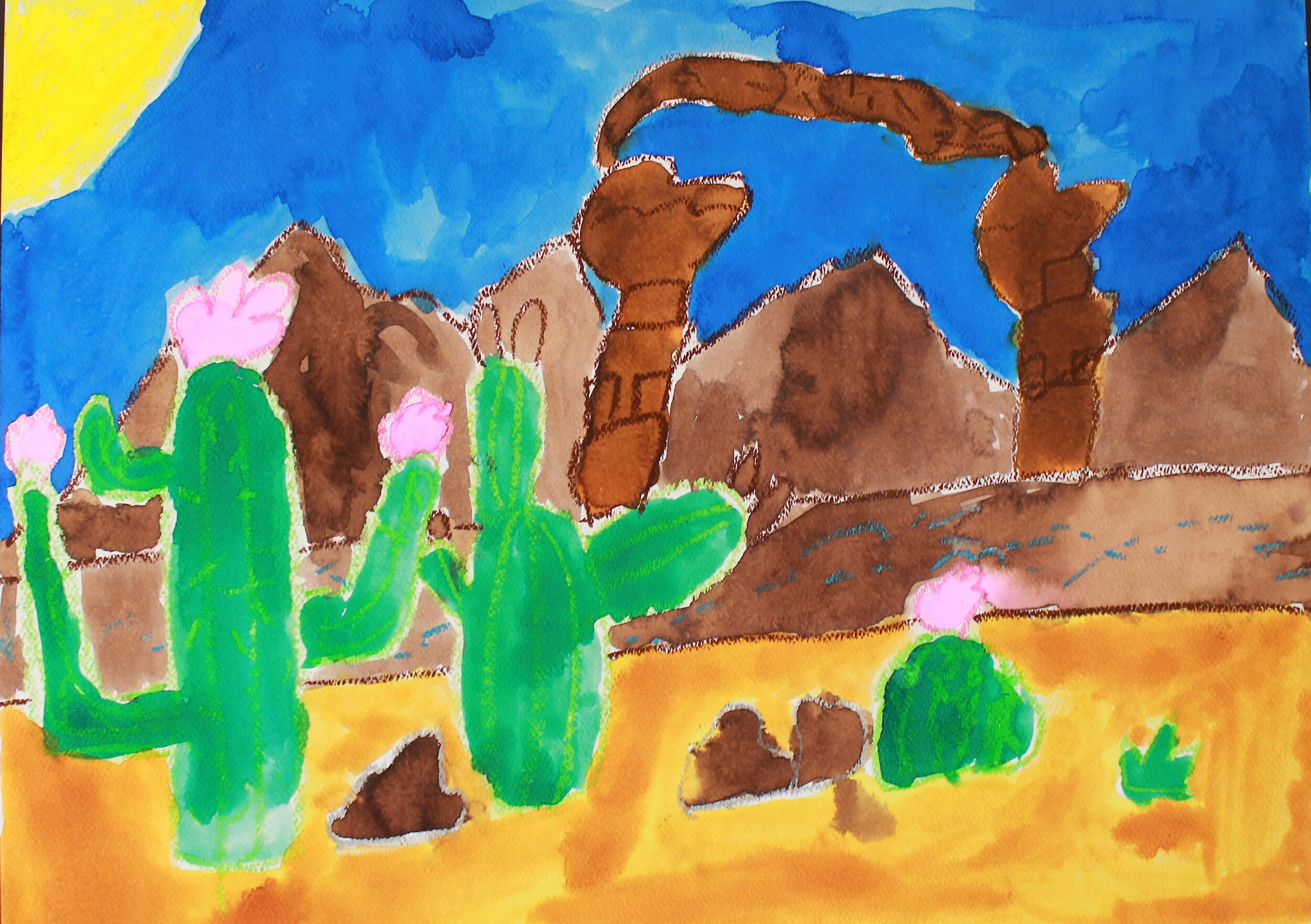 Ash, Grade 3, Watercolor and Oil Pastel