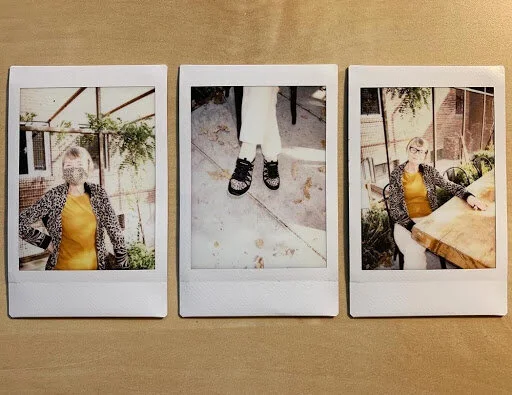 Hanna P., October 2020 from the Friends series, three mini polaroids. Photos/Brett M. Van Hoesen.