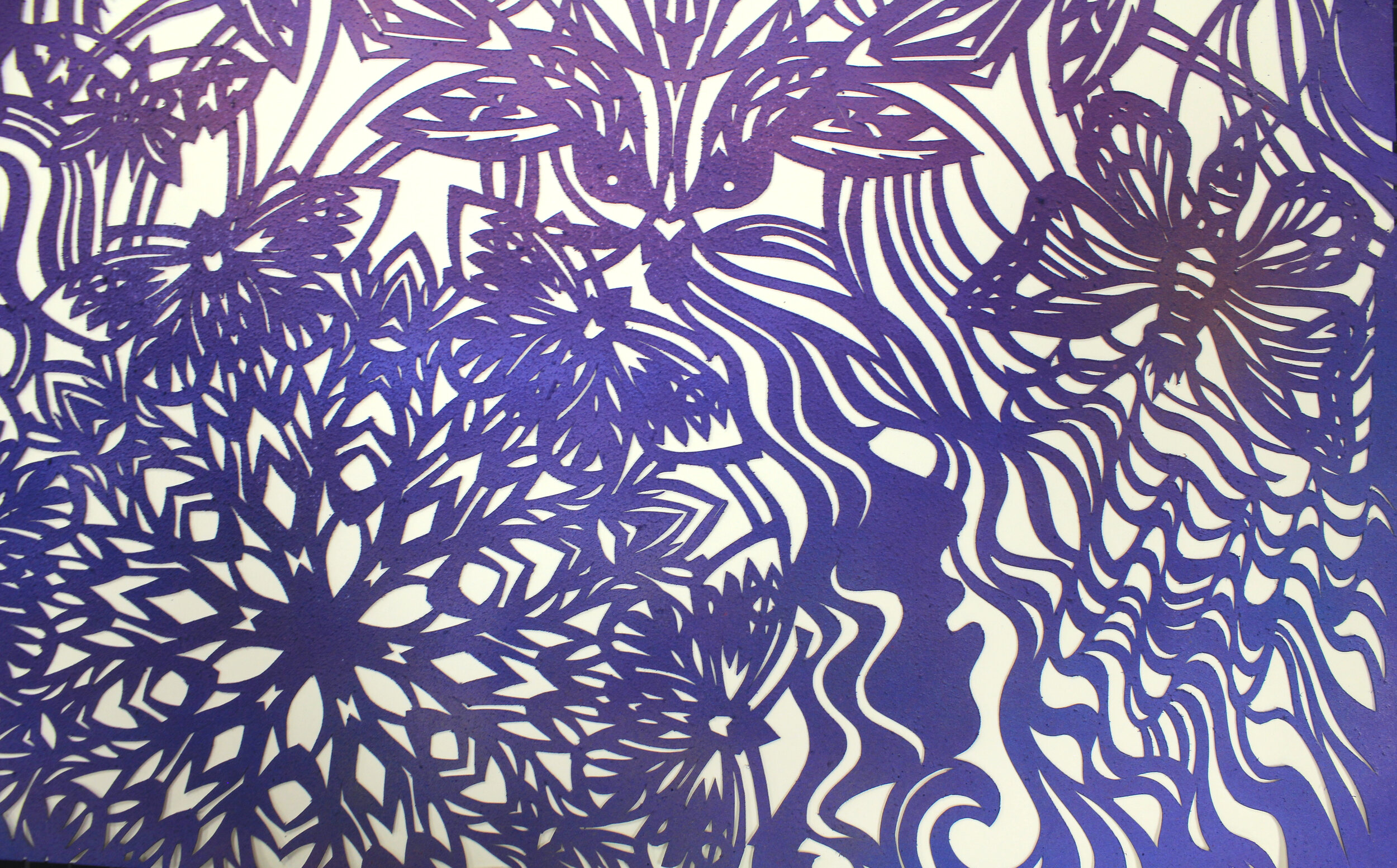 Bobbie Ann Howell_Freindly Polinators VI Sky Dance_Cut Paper Lenox 100, Acrylic Paint, Shadows_1571 Detail.jpg