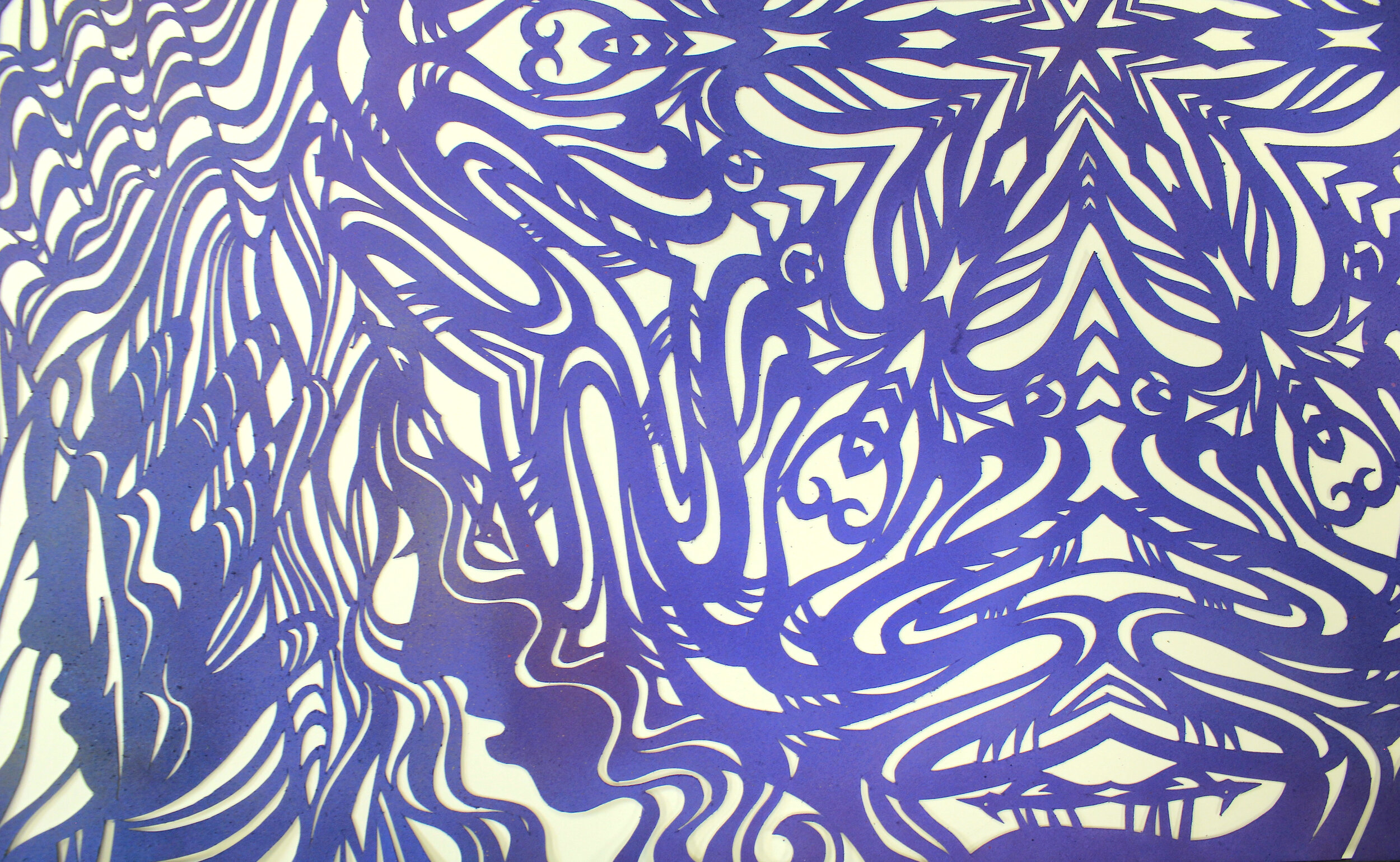 Bobbie Ann Howell_Friendly Polinators VI Sky Dance_Cut Paper Lenox 100, Acrylic Paint, Shadows_1575 detail.jpg