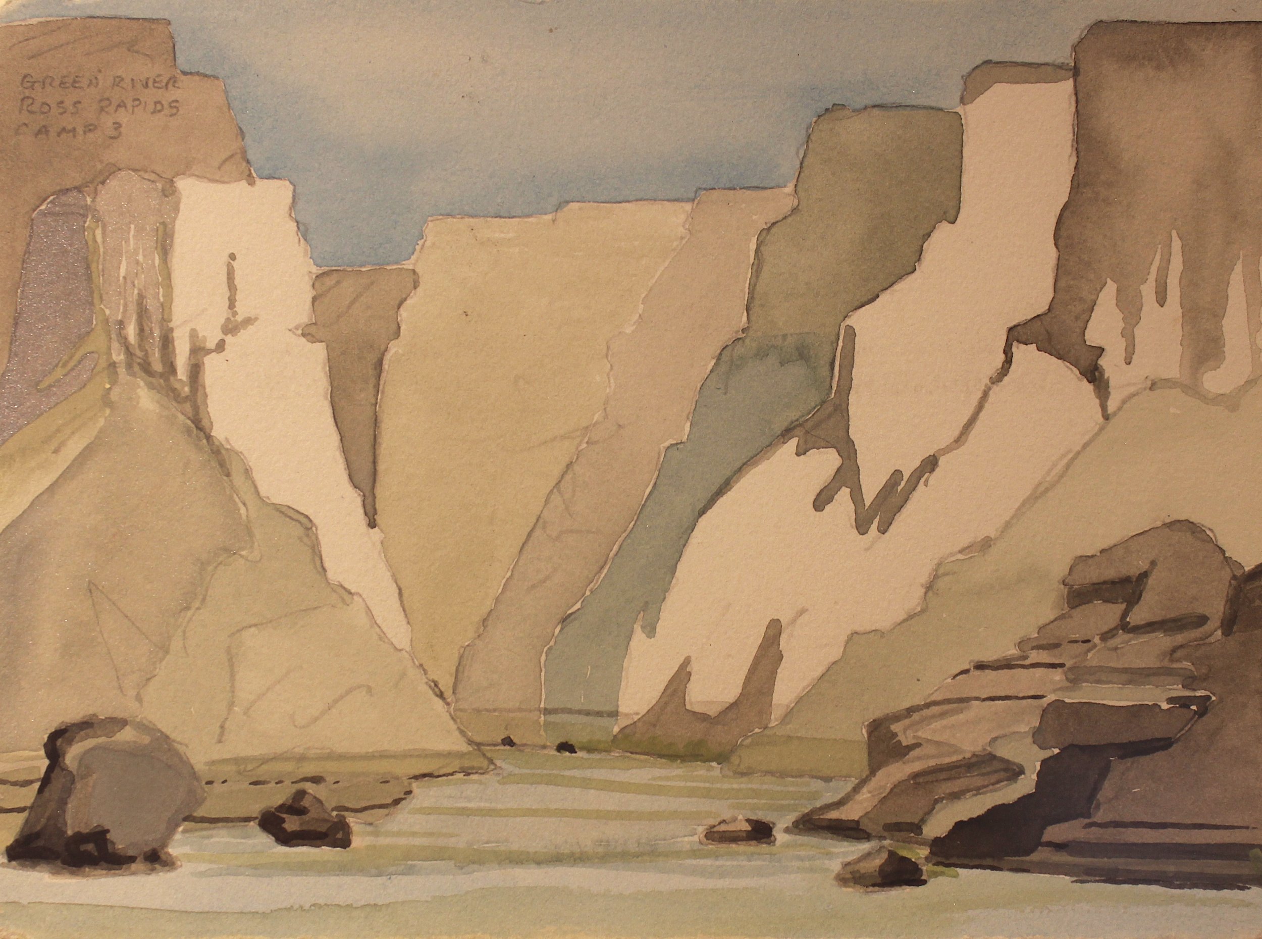 Watercolors of the Colorado: Green River Ross Rapids Camp 3