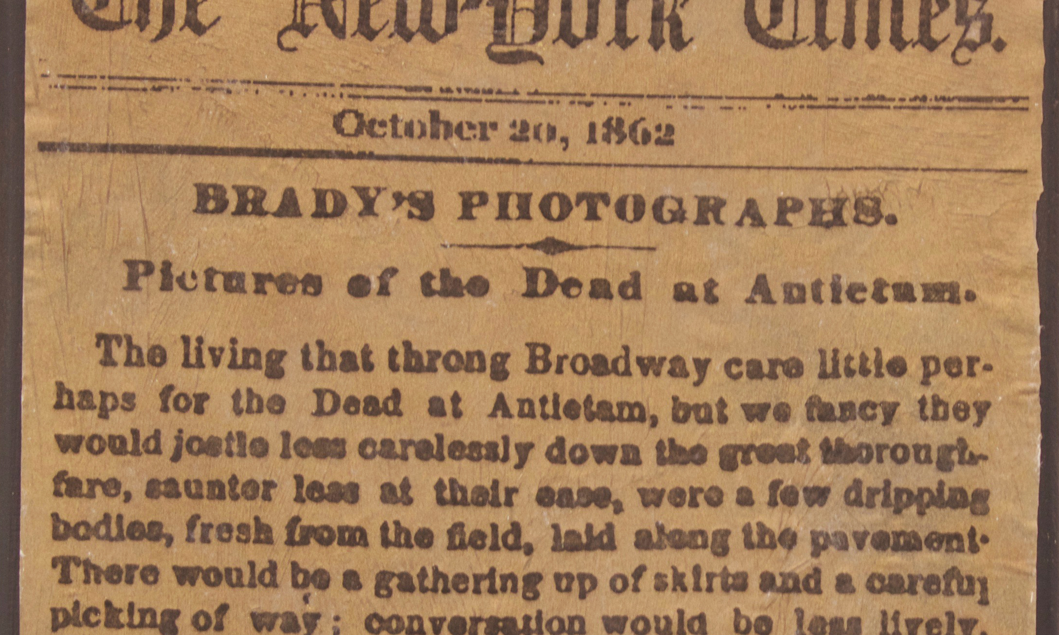 (detail) “The New York Times, October 20, 1862: Pictures of the Dead at Antietam,” 2017, Ink Transfer and Spray Paint on Panel, 9.25”x 24” (each)