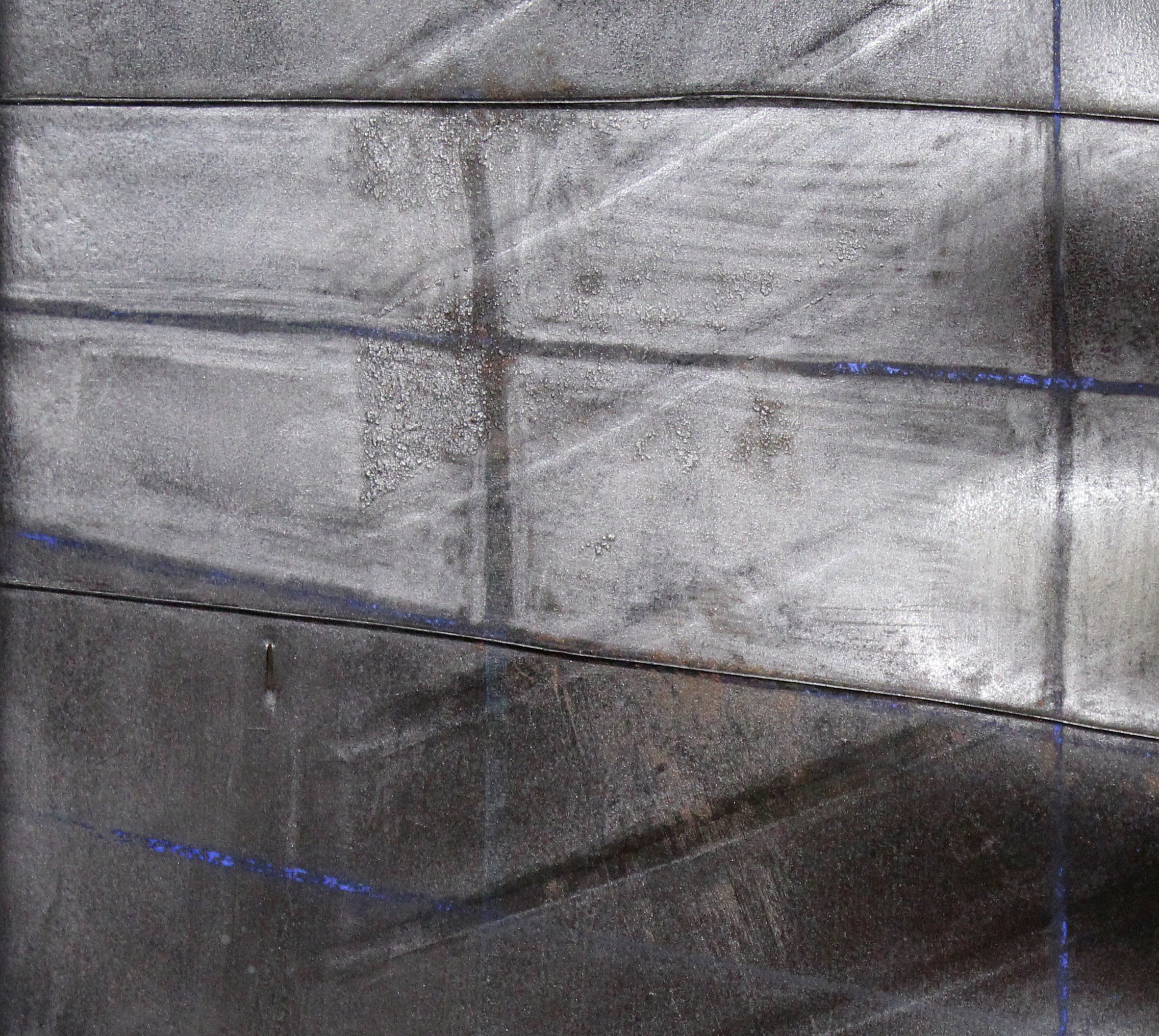  "The Mileage," detail,  16"x35," Graphite and chalk on found tractor tire tube   