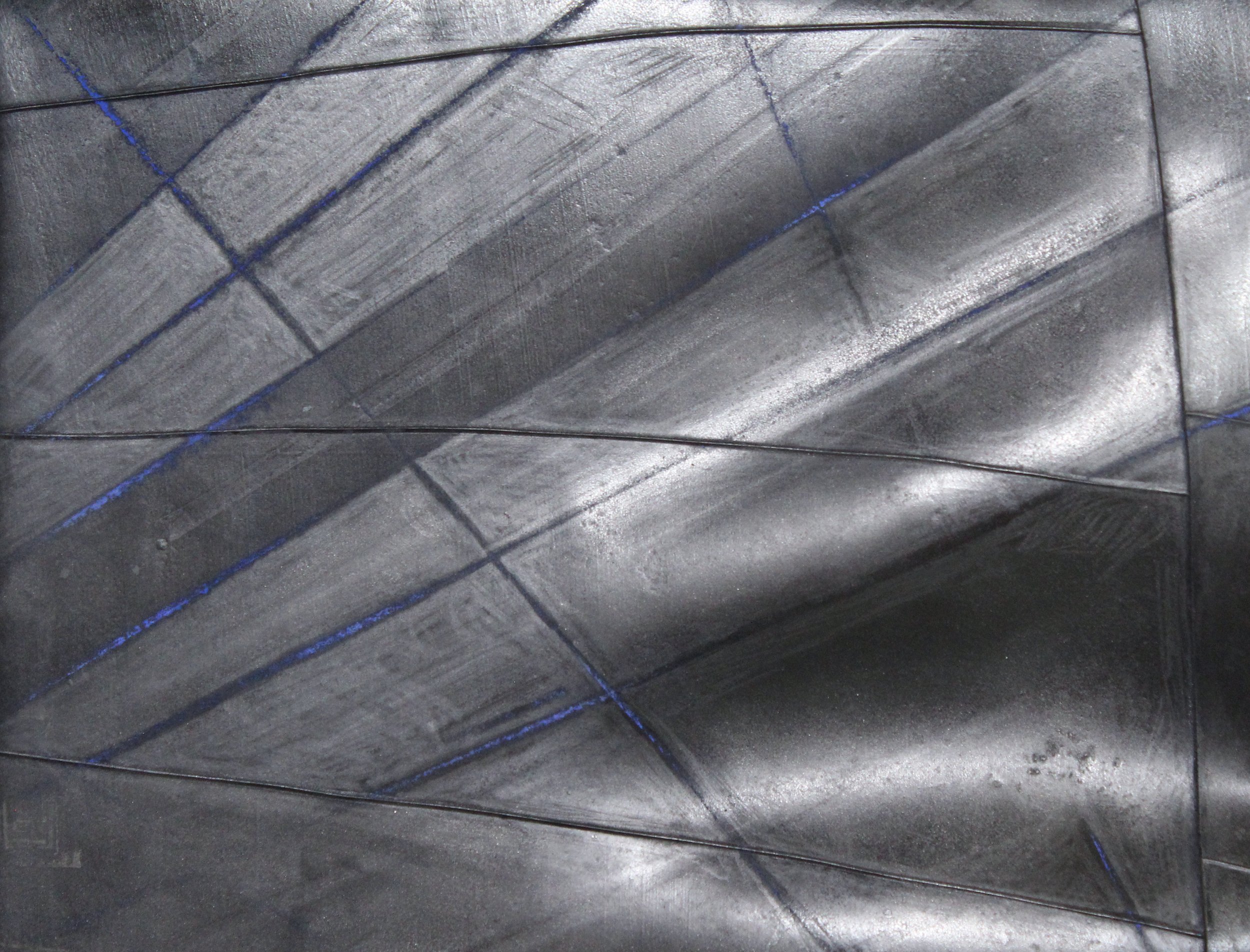  "The Mileage," detail,  16"x35," Graphite and chalk on found tractor tire tube   