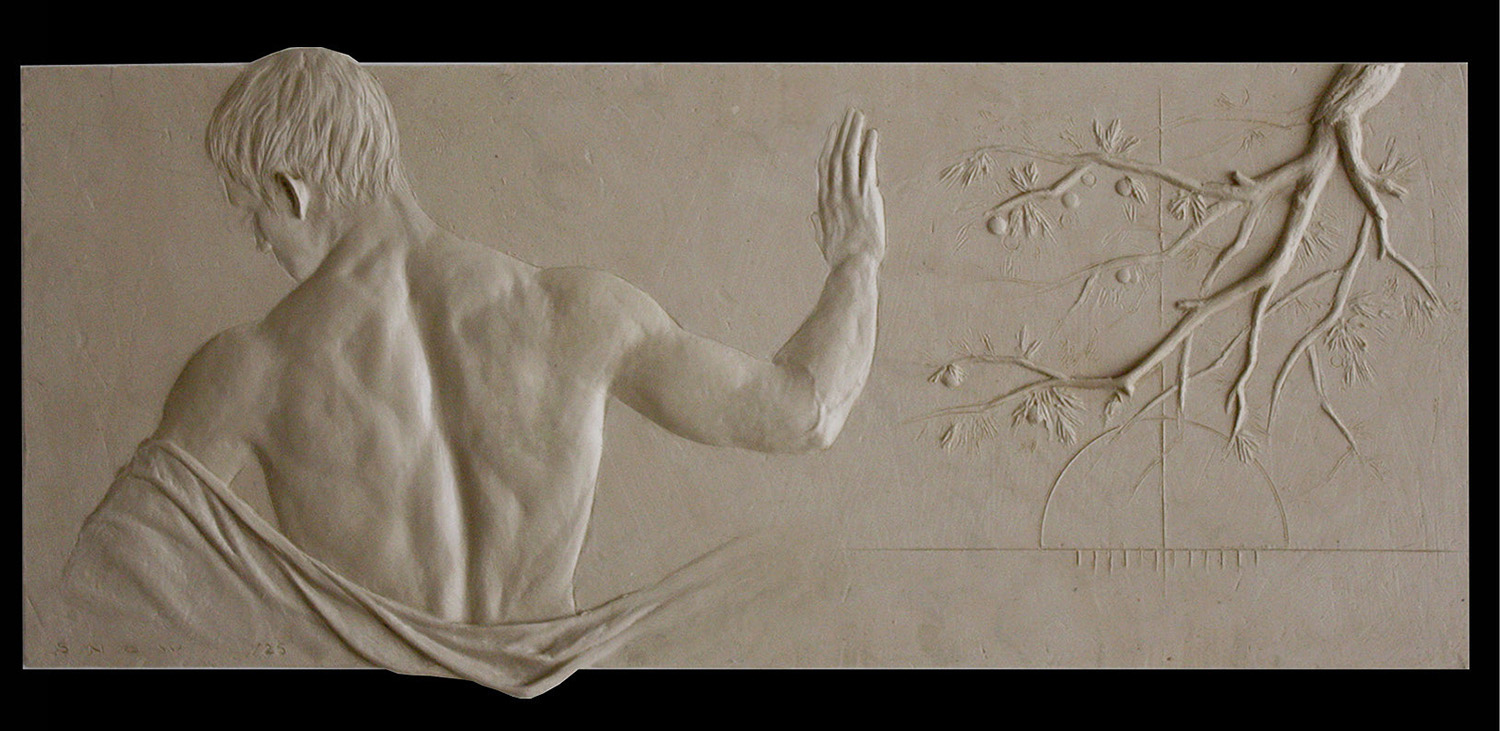 White Fruit No.4, bronze relief, 7x14