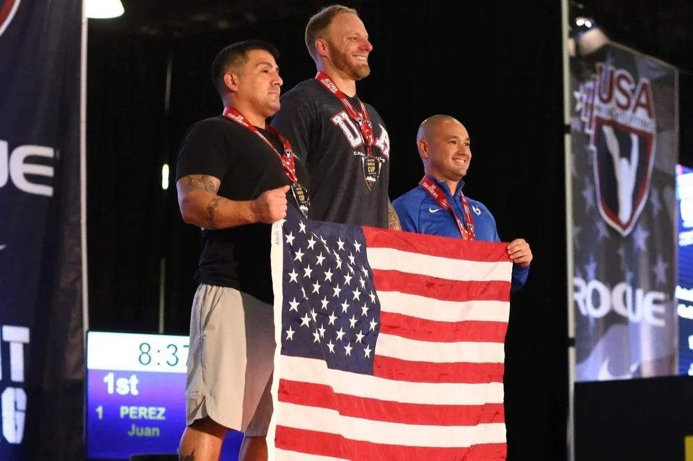 Danny Lehr on the podium at the Masters World Cup