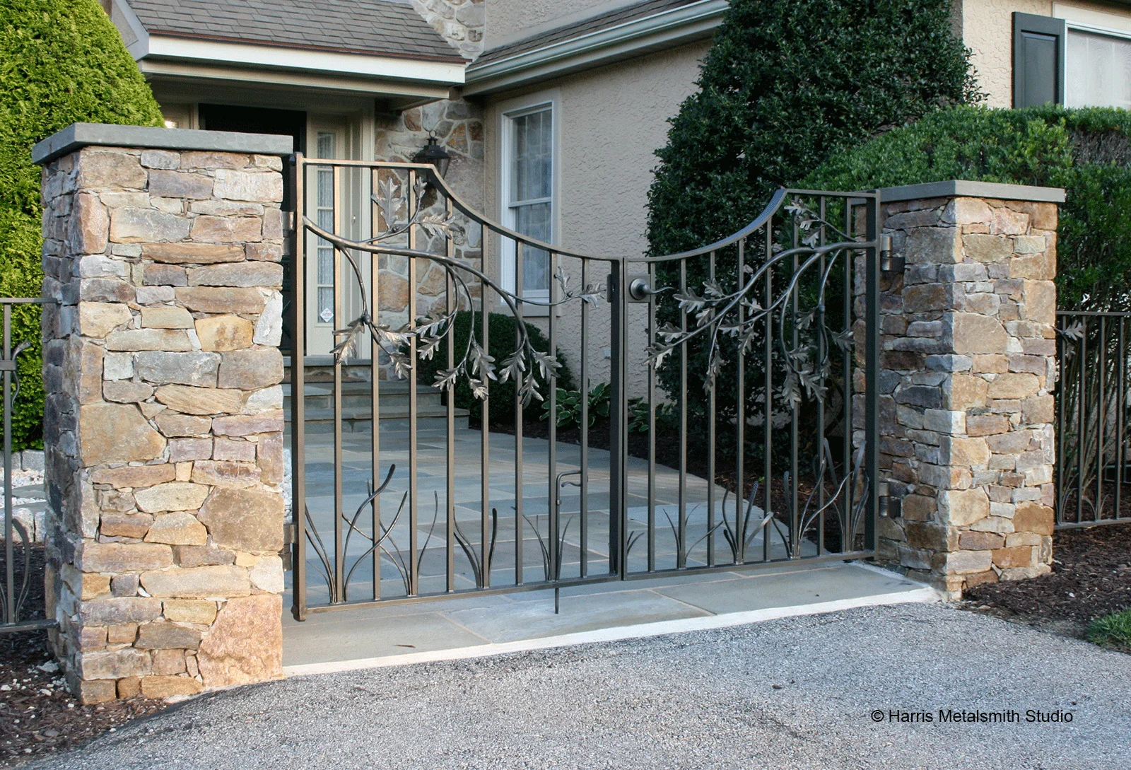 We envision the above gates installed similar to this.