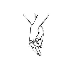 A black and white illustration of a hand holding a crystal ball with intricate designs.