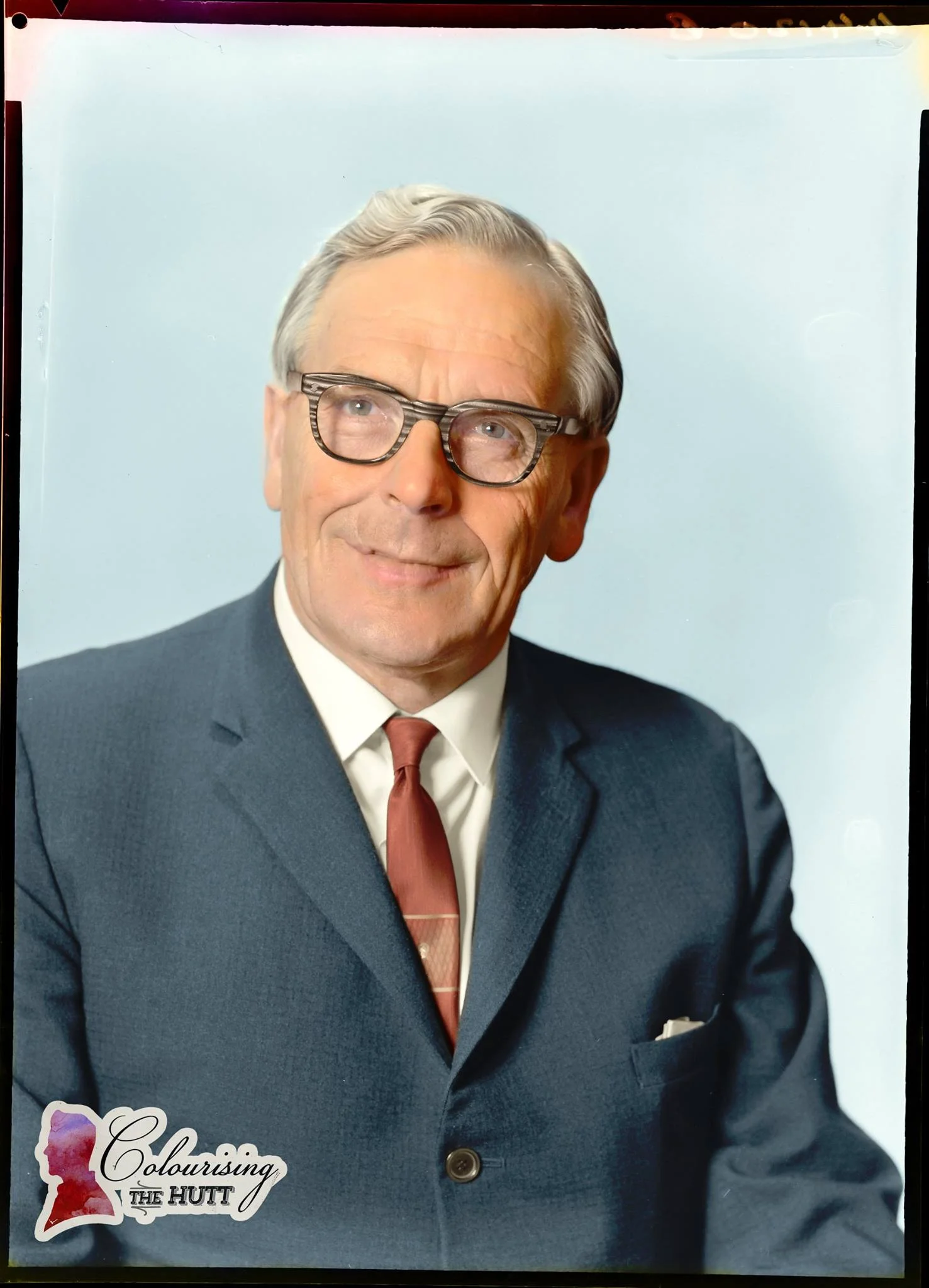 Percy Dowse mayor of Lower Hutt - Colourising by Brendan Graham NZ