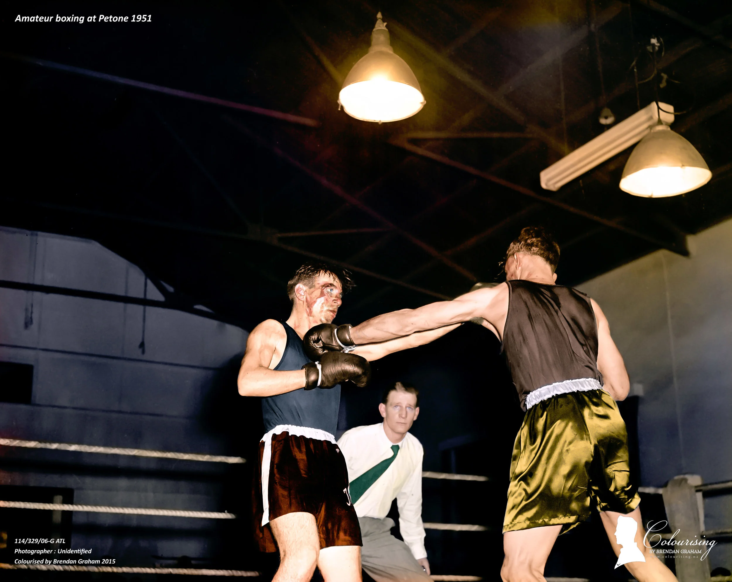 Boxing at Petone - Colourising by Brendan Graham NZ
