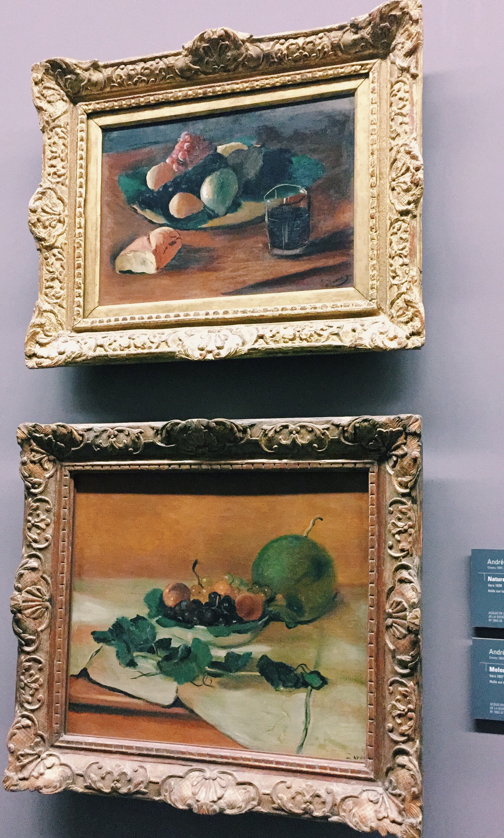 Top to bottom: André Derain, Nature morte au verre de vin . André Derain, Melon et fruits