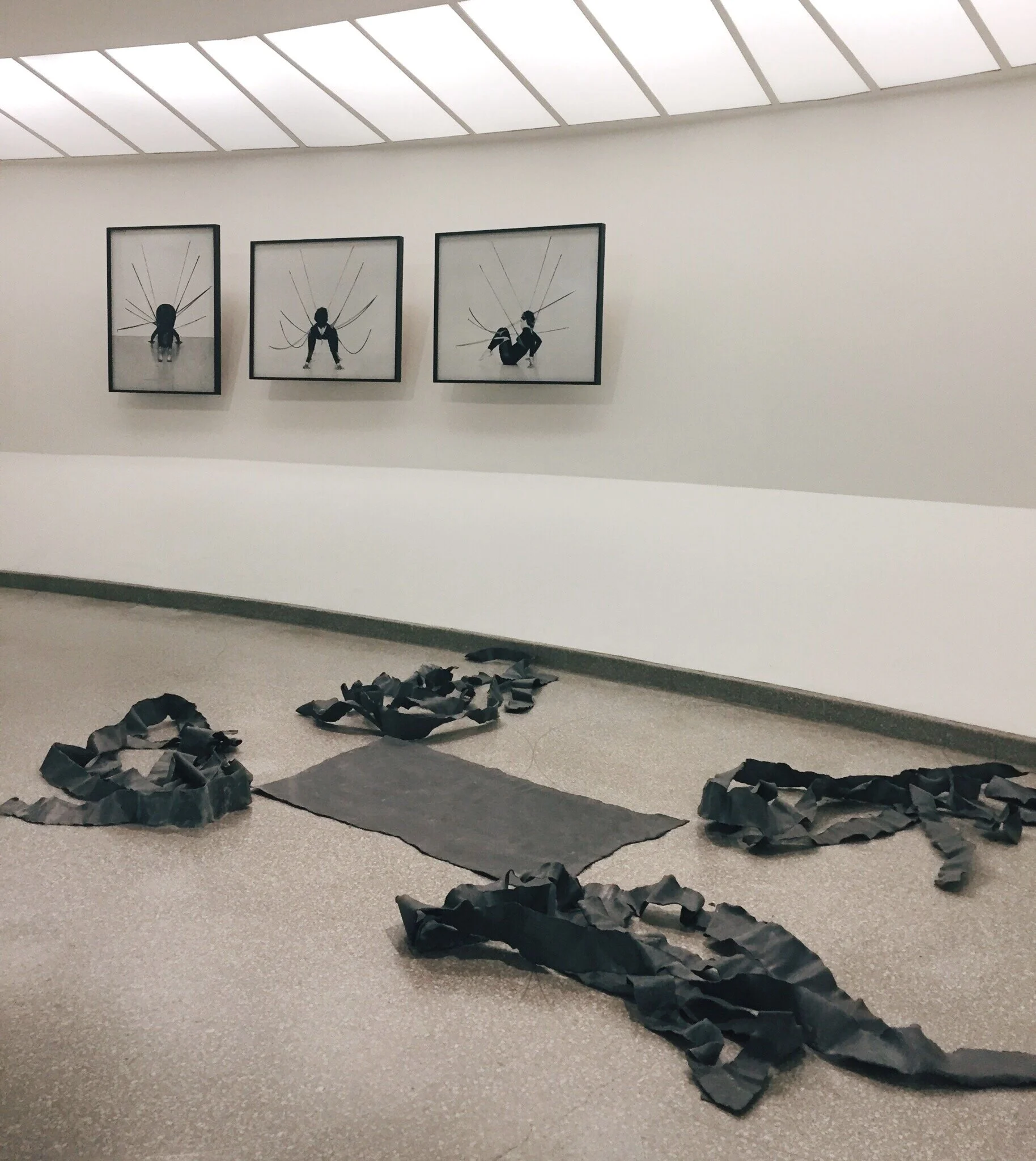 Top to bottom: Senga Nengudi, Performance Piece . Richard Serra, Tearing Lead from 1:00 to 1:47