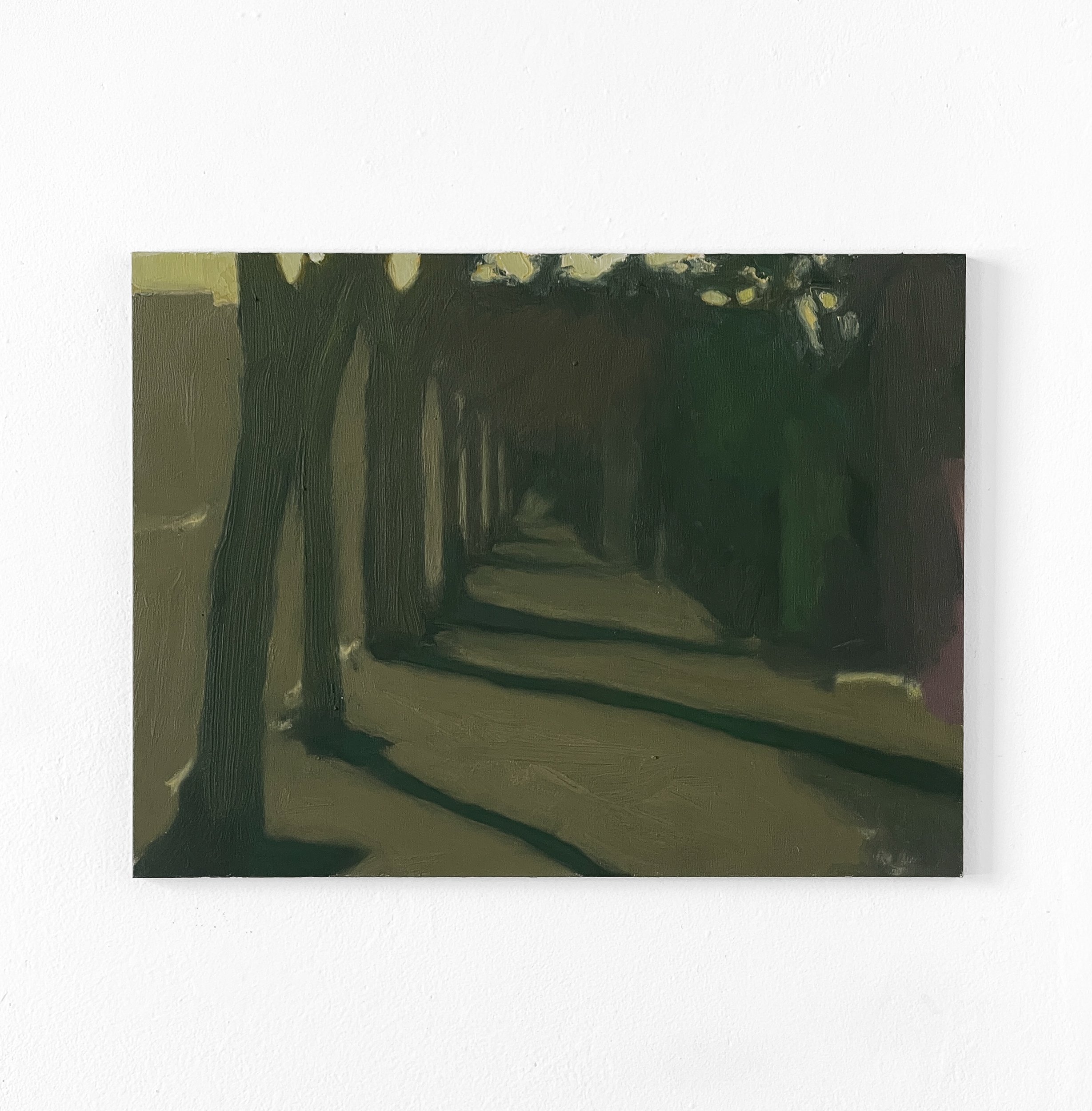 dark bright, tree shade sidewalk  12 x 16 