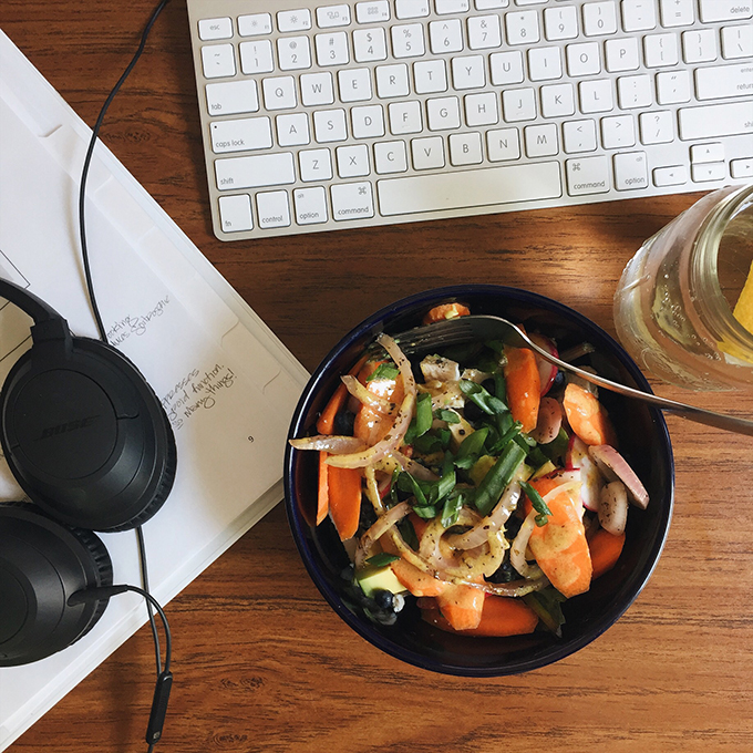 Salad with CSA veggies while I listened to endocrine system lectures.