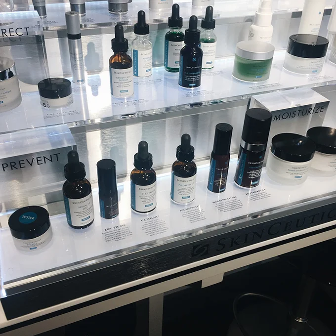 The SkinCeuticals counter at Grand Pearl Spa! I used to fill our bathroom cabinets with these goodies when I worked at Plastic Surgery Associates! 
