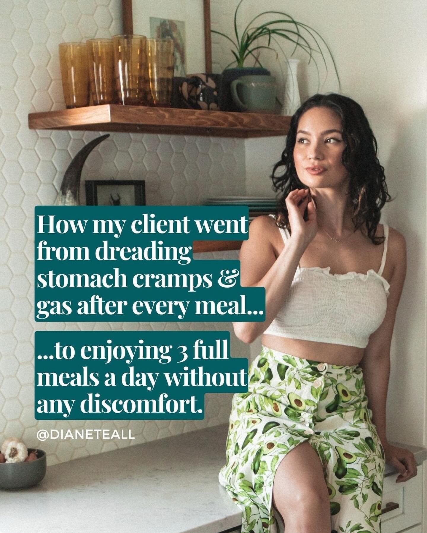Started with anxiety over stomach cramps, now she&rsquo;s here &rarr; enjoying food again, clearer skin, and easier periods.

Plus, the tools and the confidence to continue her results after her program ended.

My client was no stranger to trying thi