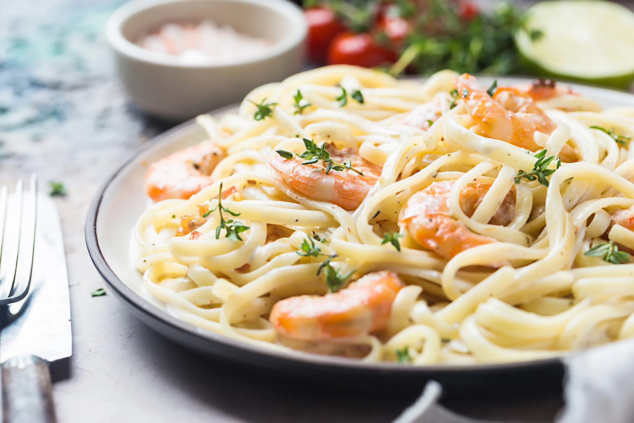 Simple Shrimp & Spinach Fettuccine