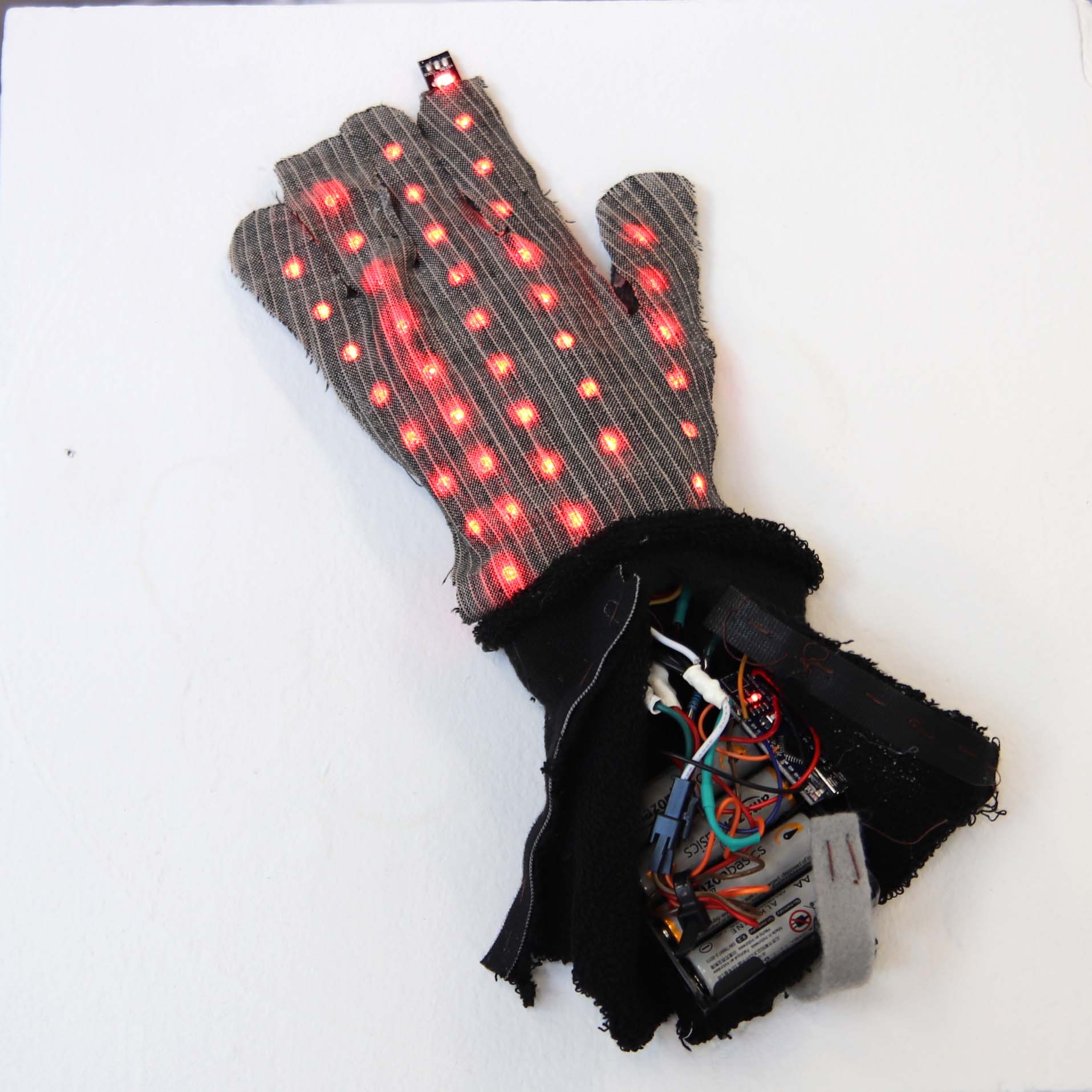 Light Up Glove with Velcro Cover Open