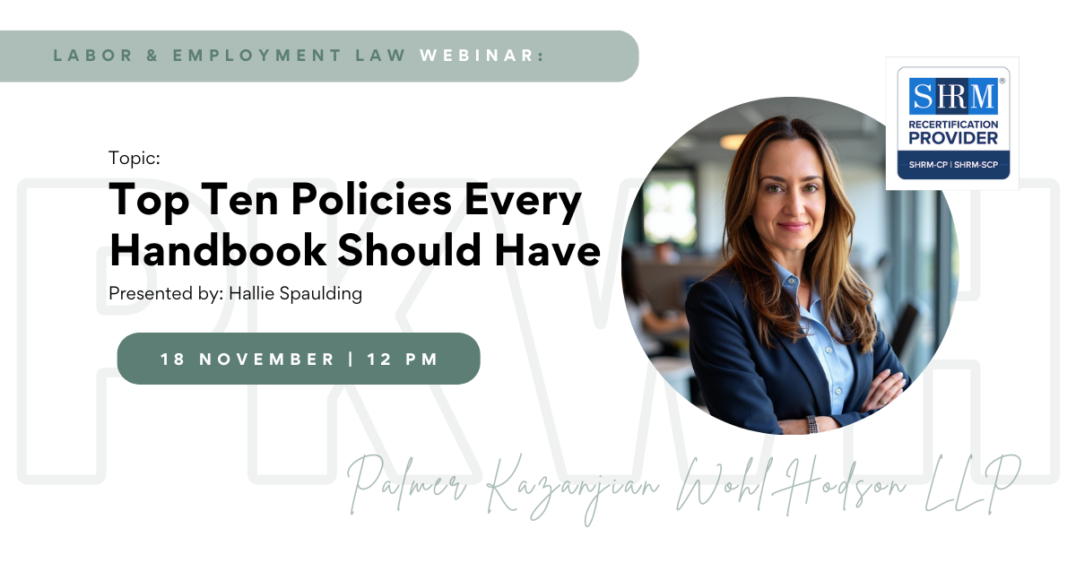 Webinar: Top Ten Policies Every Handbook Should Have — Palmer Kazanjian ...