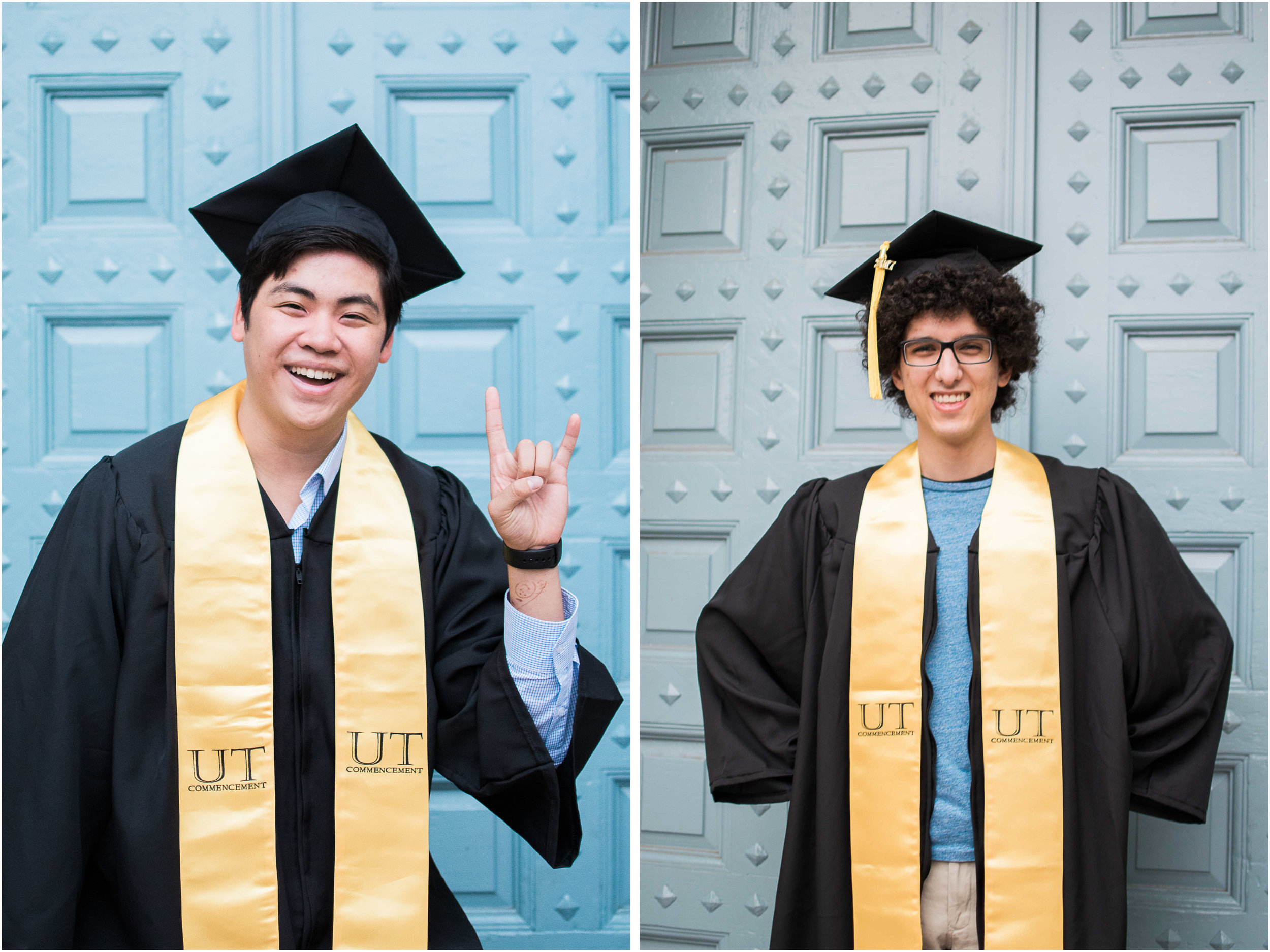 UT Blue Door Architecture Library Graduation Photo 