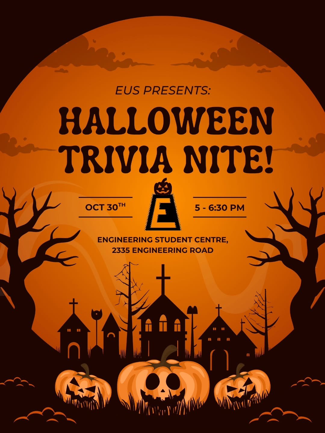 Are you so good (or bad) at trivia that it's scary? Either way, you're a perfect fit for our Halloween trivia night this Thursday, October 30th from 5 to 6:30 PM in the ESC!

Come for a free night of snacks/drinks and pub-style trivia covering a vari