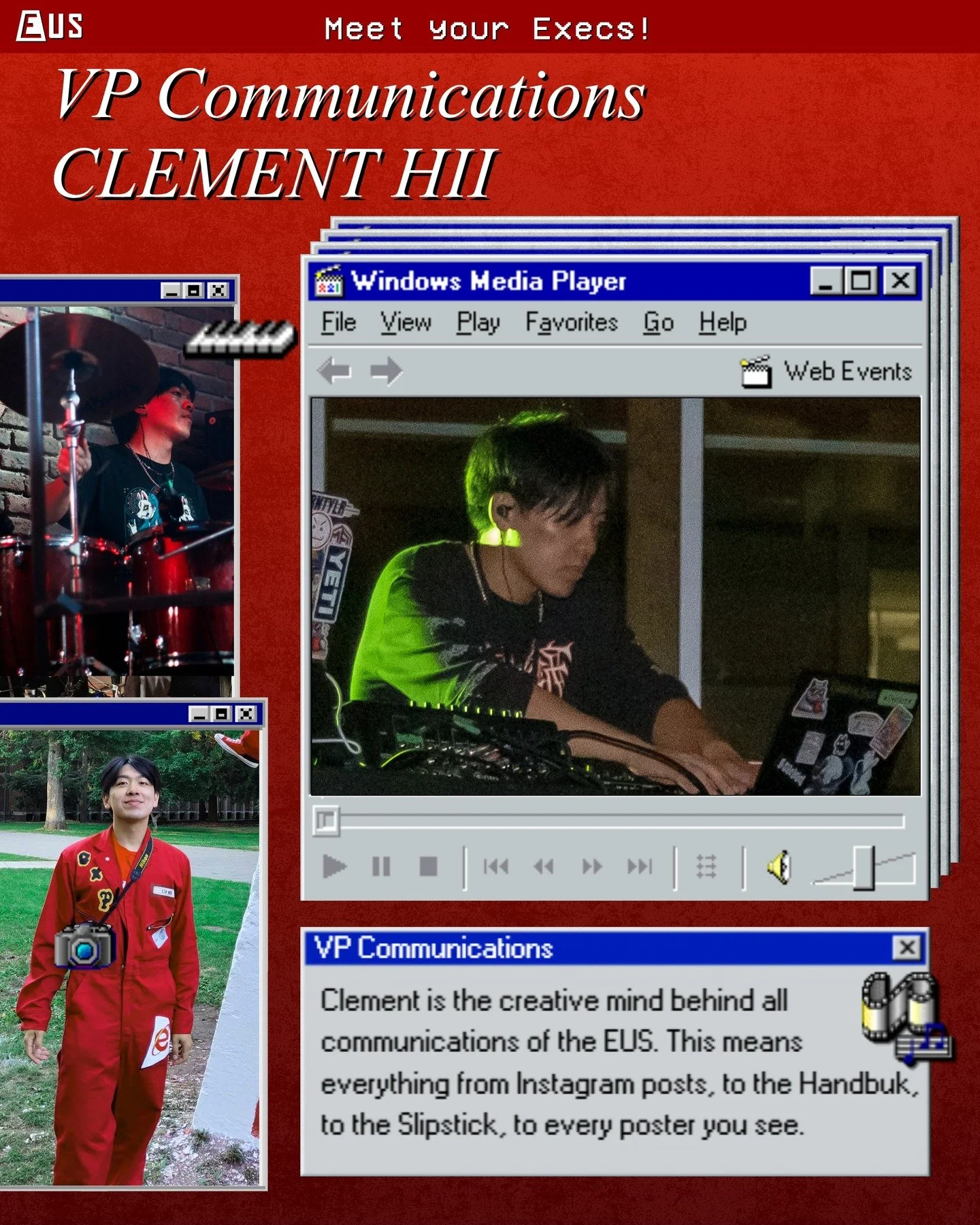 Next up in our executive features is Clement, your VP Communications!

As VP Comm, Clement is responsible for communicating the happenings of the society to its members! He watches over the social media, creation of the Handbuk and Slipstick publicat