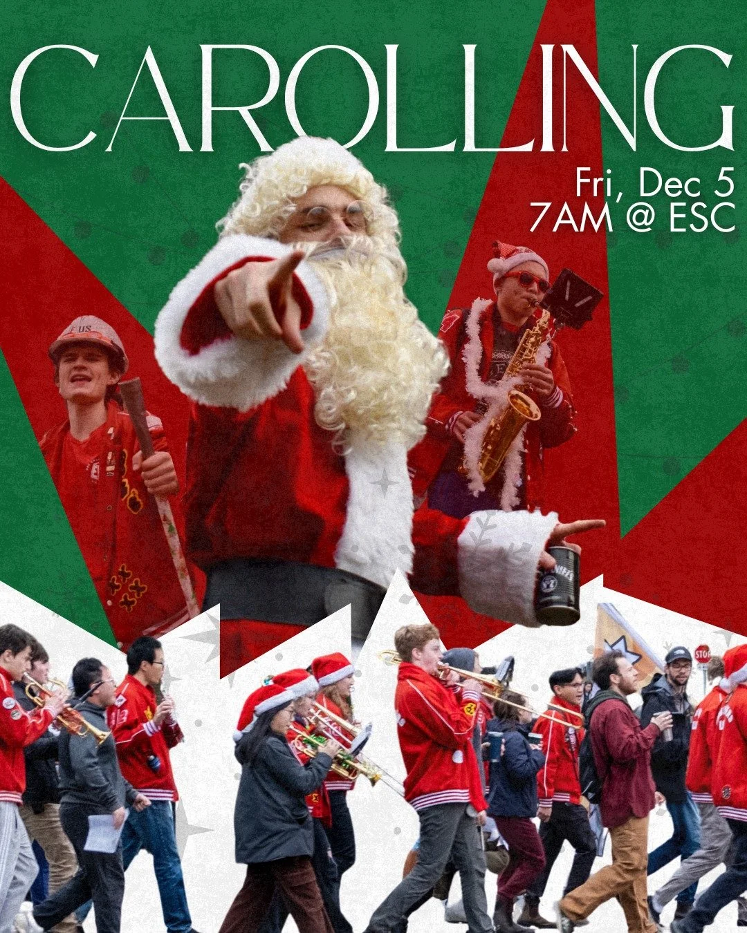 SPREAD CHRISTMAS CHEER!

Come celebrate the holidays and end of classes with our best tradition! Bring a non-perishable food item and Arrive at the ESC at 7AM this Friday to march around campus and spread cheer! Music,  entertainment, and drinks will