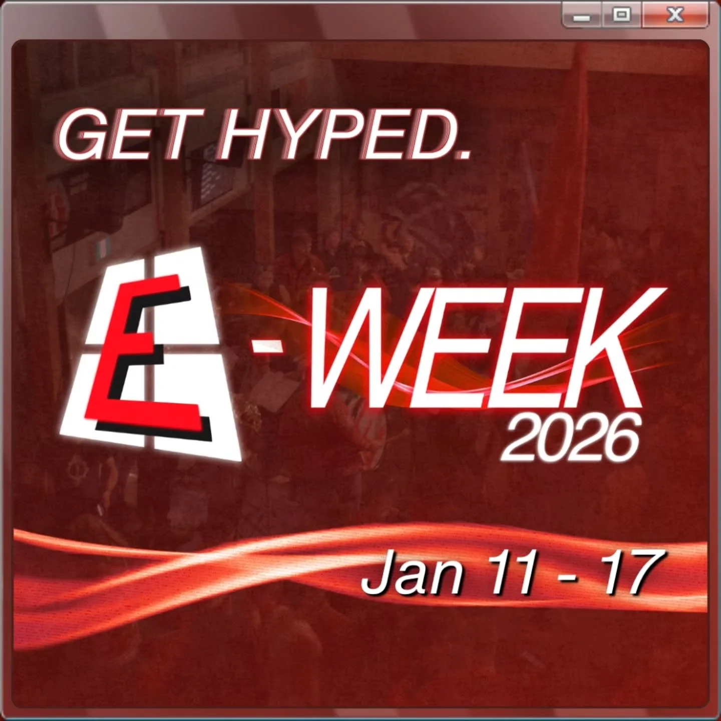 ‼️PREPARE FOR THE GREATEST WEEK OF THE YEAR‼️

E-Week 2026 is soon upon us! Get ready for a week-long competition between departments to determine who will be this year's champions 🏆 

Participate in a massive array of events (and at least a few win