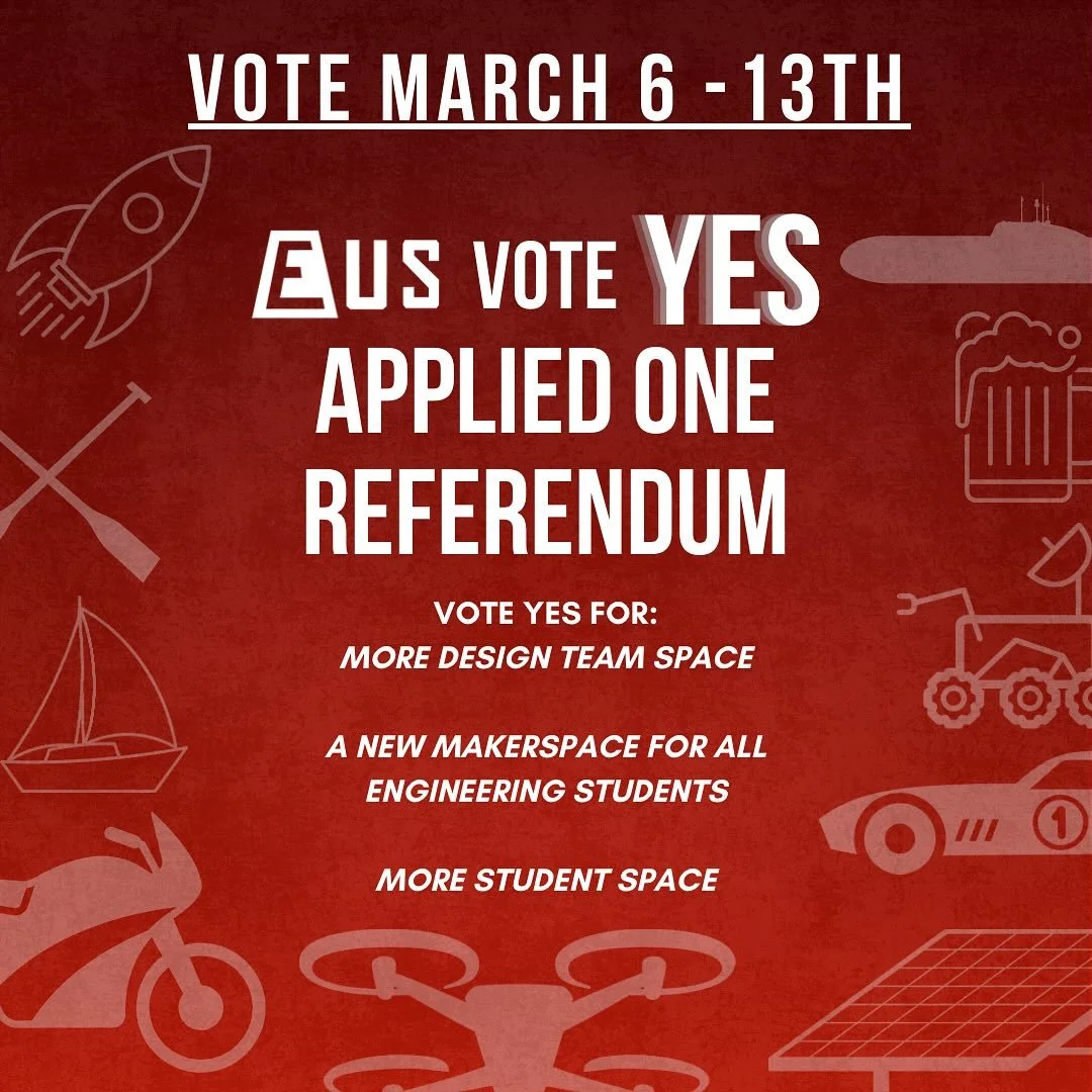 Haven&rsquo;t you heard? We could get new design team space and an all student makerspace!!!

🚧 VOTE YES TO BUILD THE FUTURE OF UBC ENGINEERING🚧 

Design Team spaces are overflowing. Most Engineering students have no access to makerspaces for perso