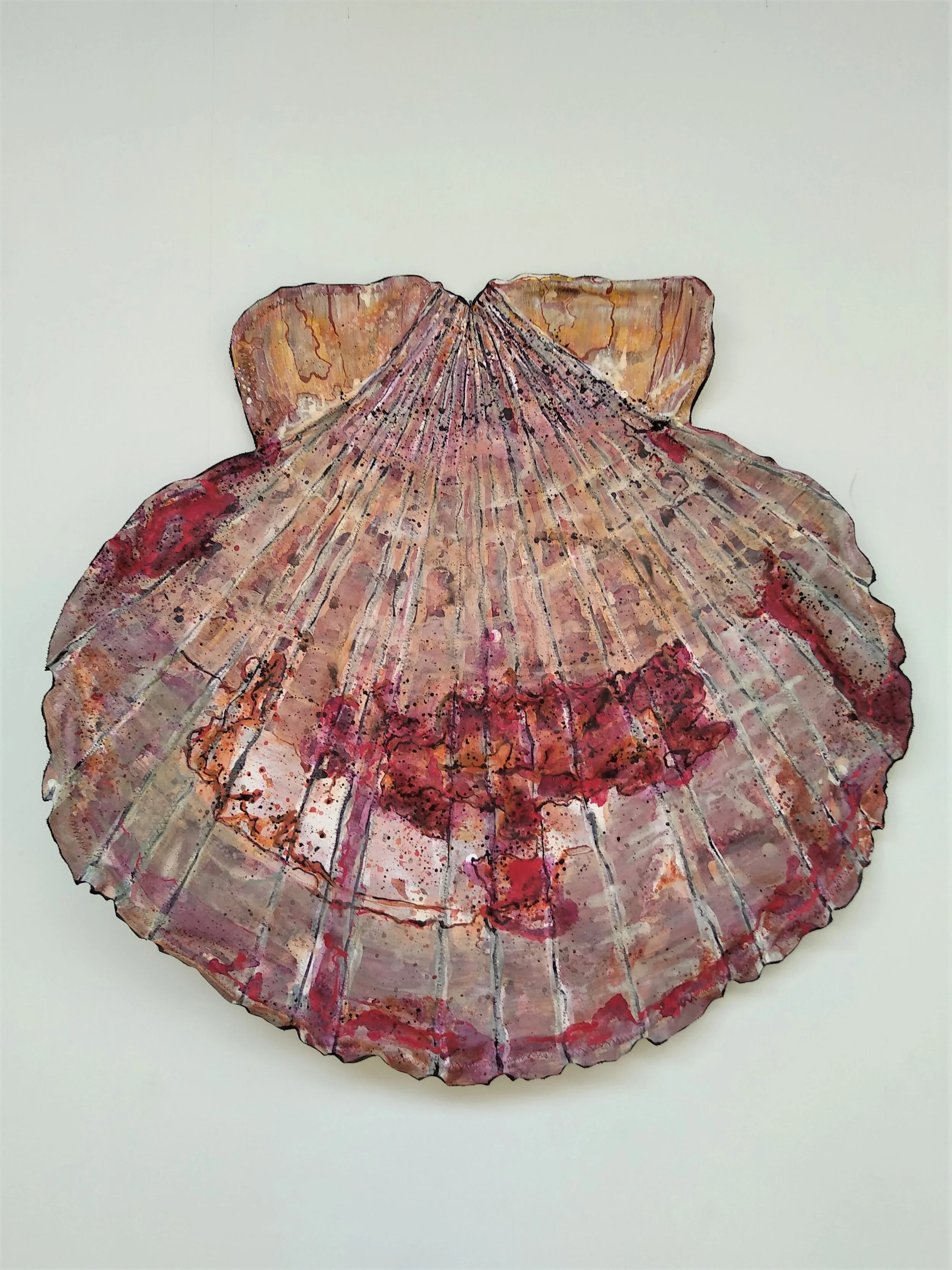 Scallop Shell Canvas/Wire Sculpture
