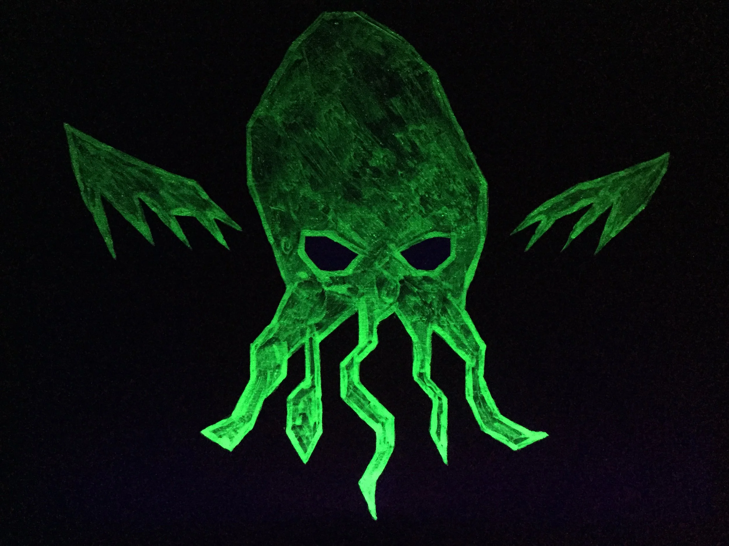 Cthulhu (by Night)  Acrylics on Canvas 20"x16" and 10"x8"