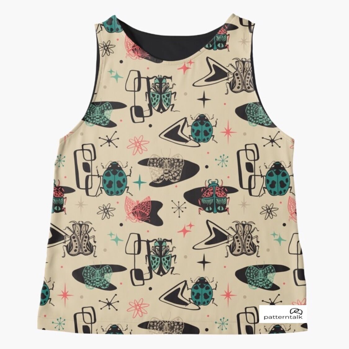 So fun! My Retro Bugs design on tops and tees! Maybe my affinity towards bugs comes from my Dad&rsquo;s nickname for me as a kid: Nat Bug 🐞 😂 
You can find this design in my Redbubble shop on a ton of cool products! 💫
#retrobugs #tanktop #tees #co