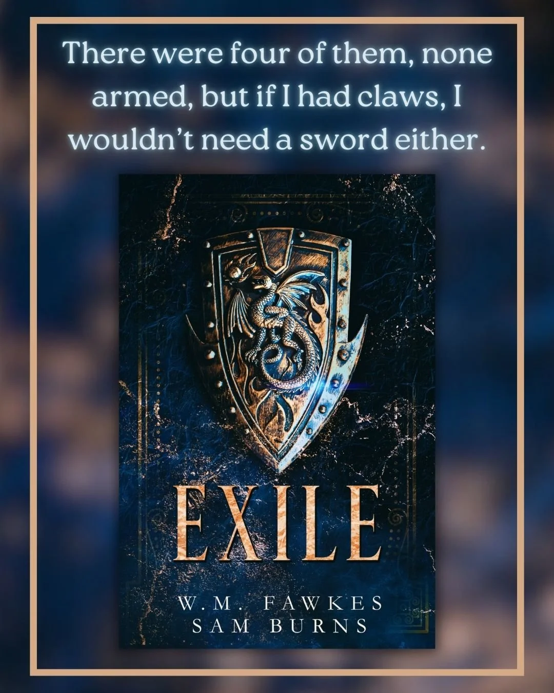 #OneLineWednesday 

There were four of them, none armed, but if I had claws, I wouldn't need a sword either.

Buy your forever copy of Exile, our new Fire and Valor Novella, on our Patreon - and, no, you don't have to join to purchase!

This spicy MM