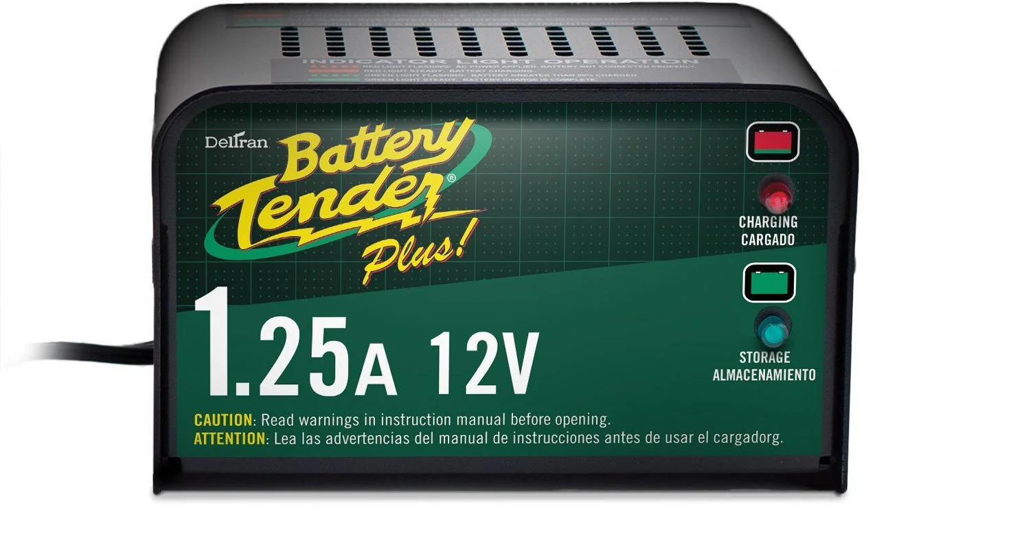 Battery Tender Plus! Model 021-0128 comes with two cabling options and safety caps. And it's designed so you can leave it connected to the battery.