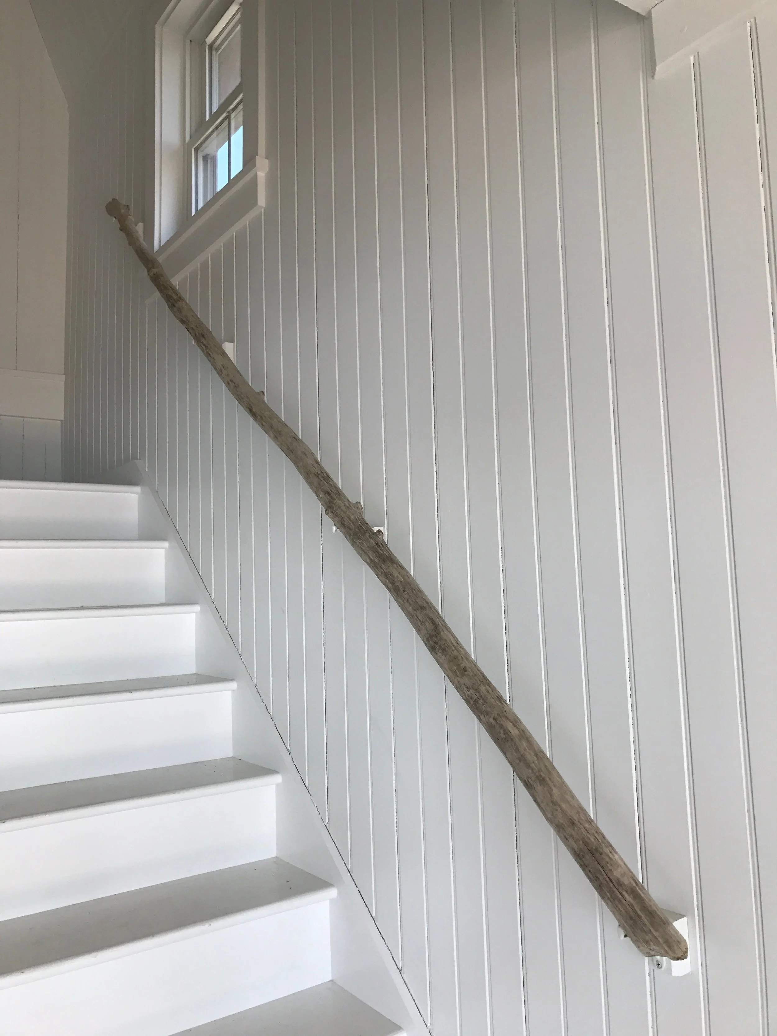 Driftwood banister, found on the beach in Maine