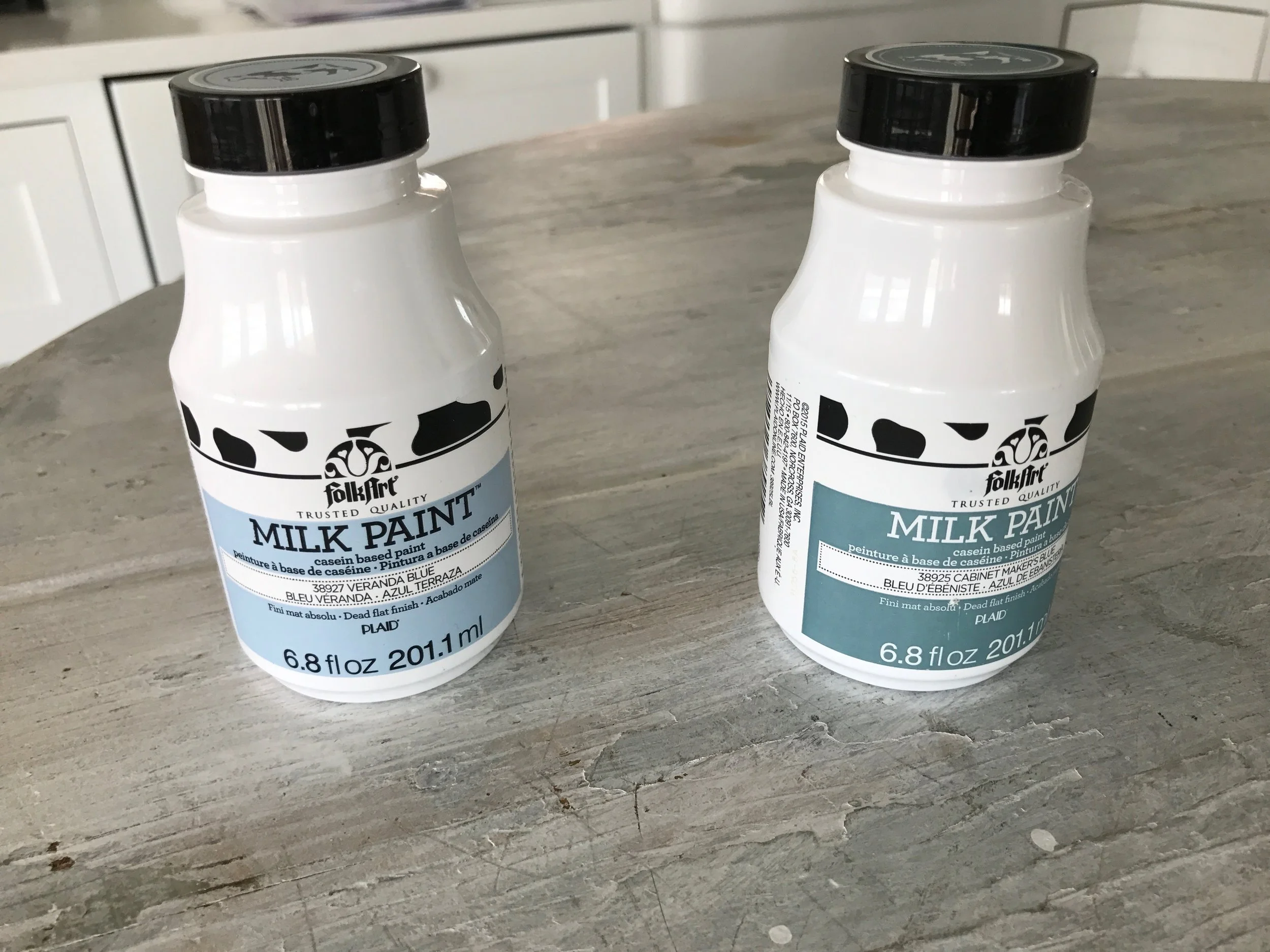 The Milk paint from Michael’s that I use for whitewashing 