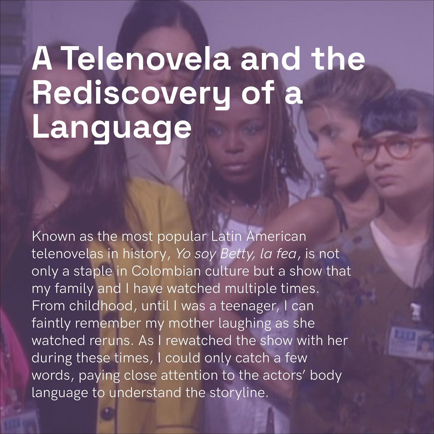 In @samanthalsoria&rsquo;s debut article for Sunstroke, &lsquo;A Telenovela and the Rediscovery of a Language&rsquo;, she writes about telenovelas being a staple in her childhood, particularly &lsquo;Yo soy Betty, la fea&rsquo;, which helped her redi