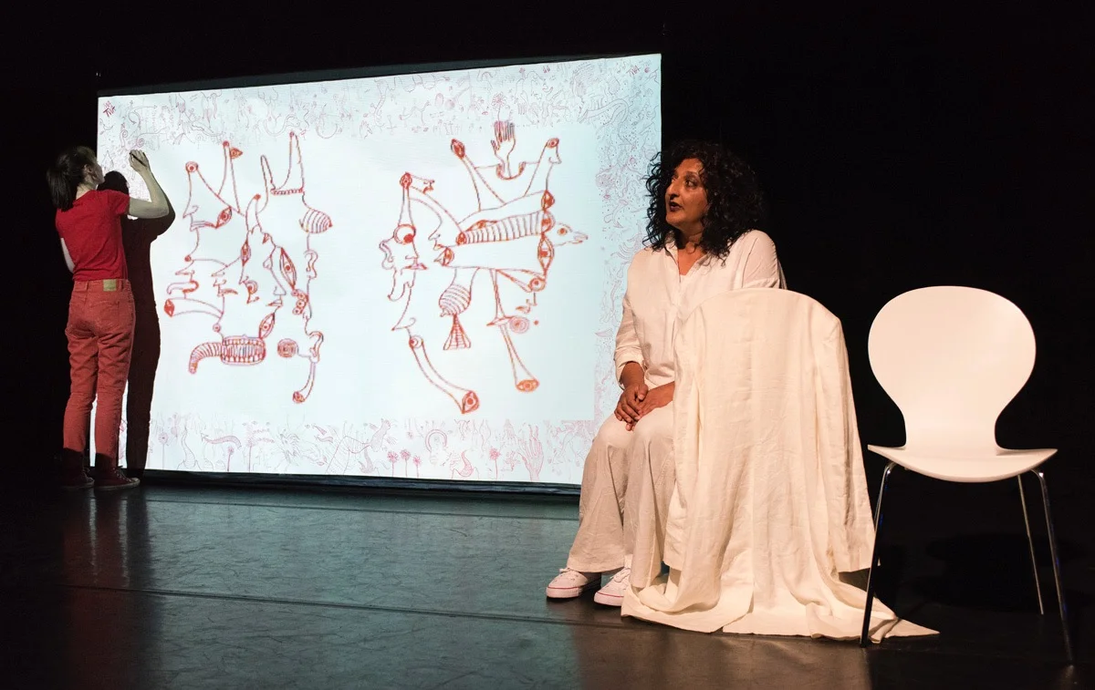 Live drawing collaboration with Annie George, 2016.