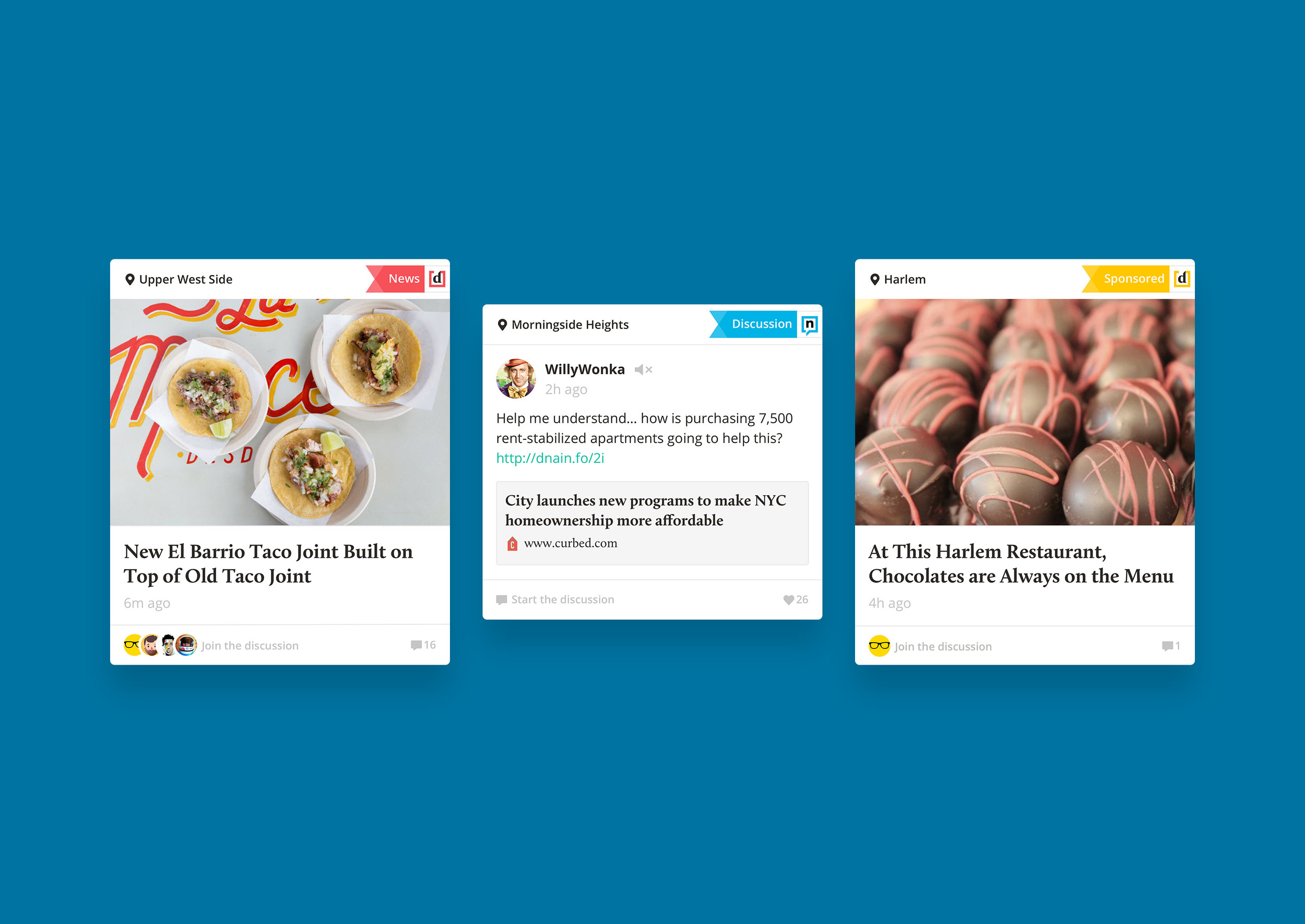 The result was clean and streamlined. The app’s customizable neighborhood feed married DNAinfo’s award-winning journalism with community-minded discussions, empowering users to stay informed about the neighborhoods they care about, engage with our reporters and connect with their neighbors.
