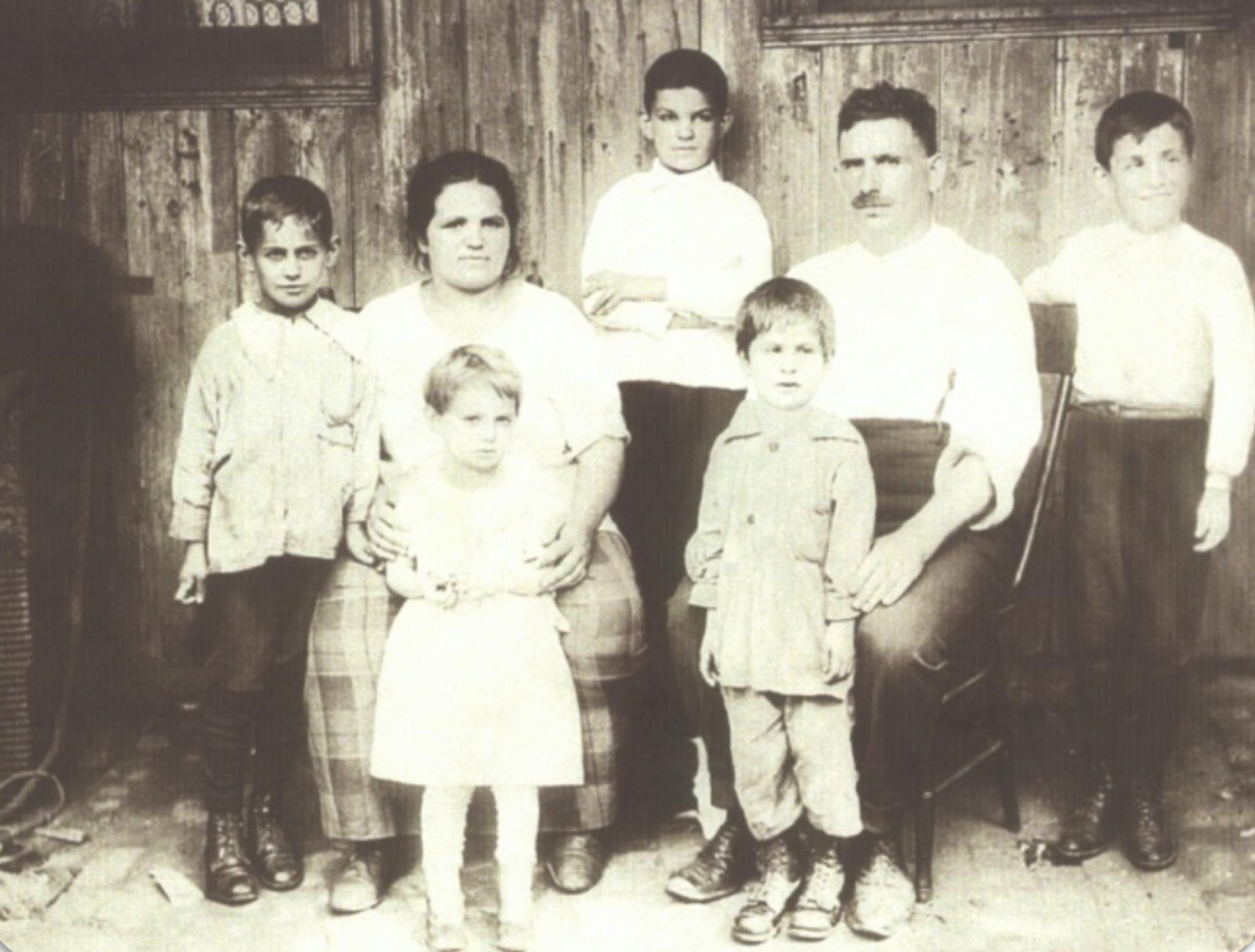 The Mark Clan - Sharon's father Benjamin on the far right Newark, NJ - Circa 1925 Grandma Sarah (Sharon's namesake) pregnant with Sharon's Uncle Jerome; hiding her belly with Aunt Fannie - Sharon’s uncles Henry (Harry) far left, Morris in back and Jake in front of Grandpa Nachman (Nathan)