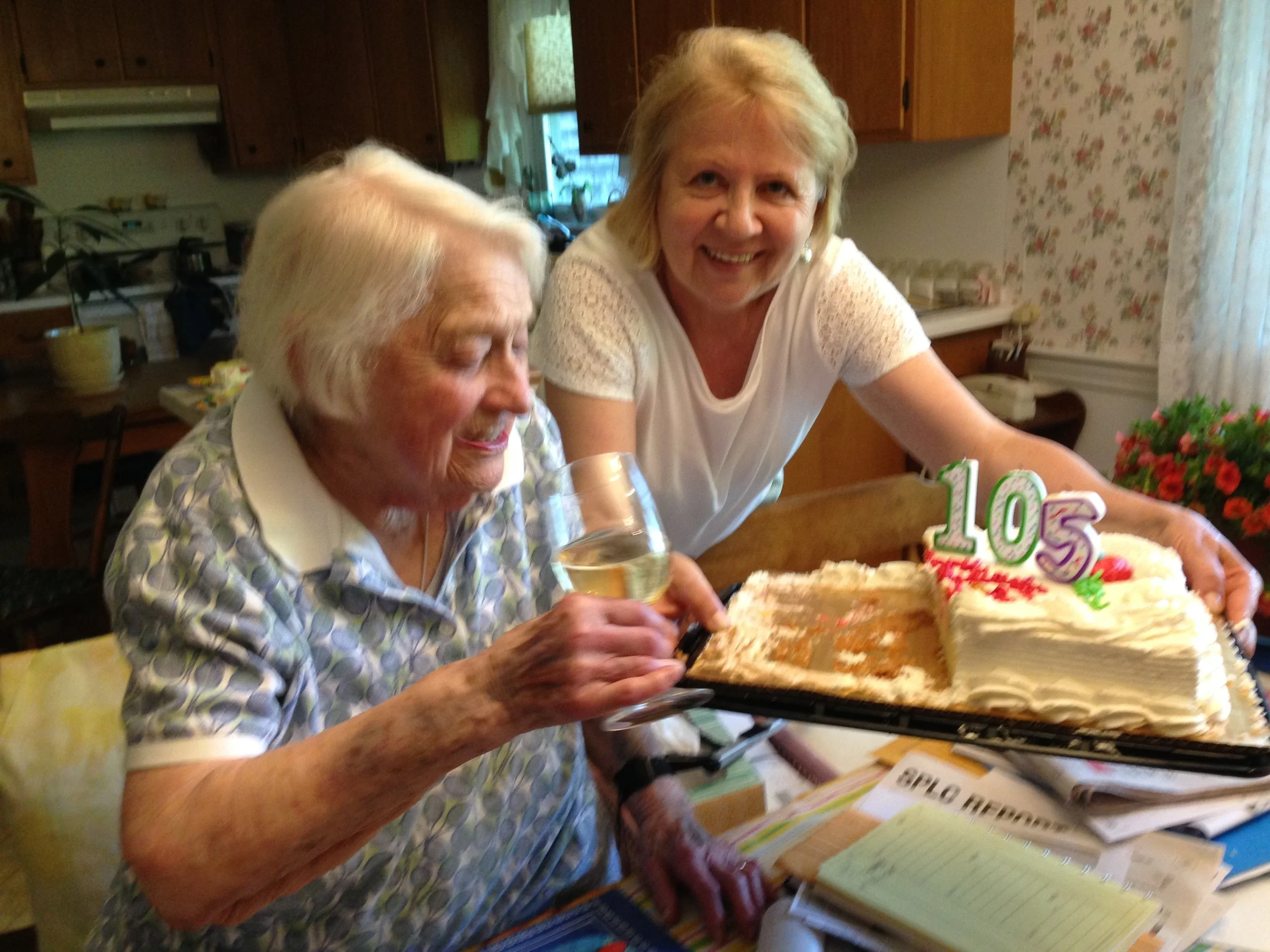 Juliet Relis Bernstein (left) at 105