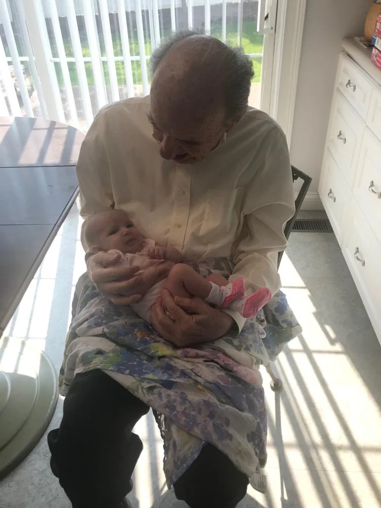 May 31, 2019 Solly after her first airplane flight. Meeting her Sabba Rabba Edward Balk in Clayton, MO