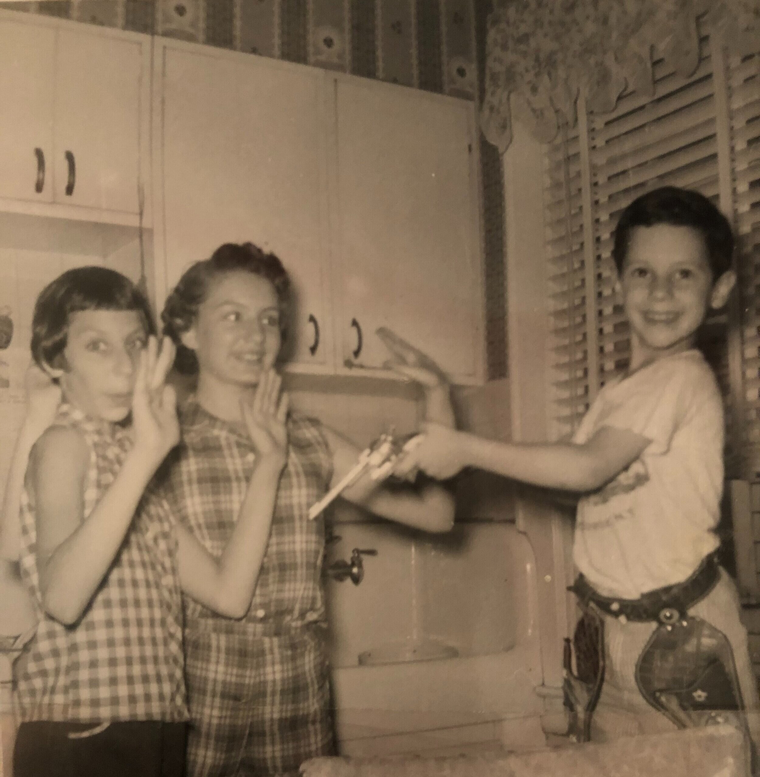 Arnee “shooting” Abby and Sydney Wolfson   mid-late 1950s