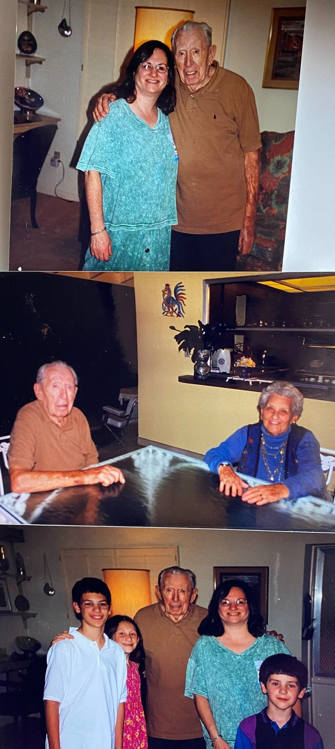 October 2000 Florida  Hy (December 19, 1904-March 23, 2002) and Kitty (August 14, 1908-September 29, 2010) Friedman center photograph at their home  Top, Sharon and Cousin Hy, Bottom Judd, Rina, Hy, Sharon, and Moss