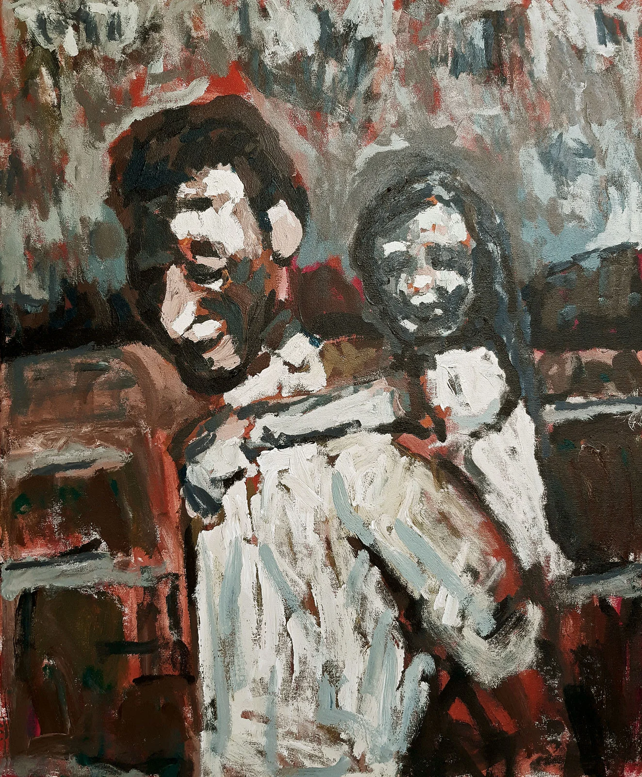 Helga and Father Acrylic on canvas 70x86cm 2019