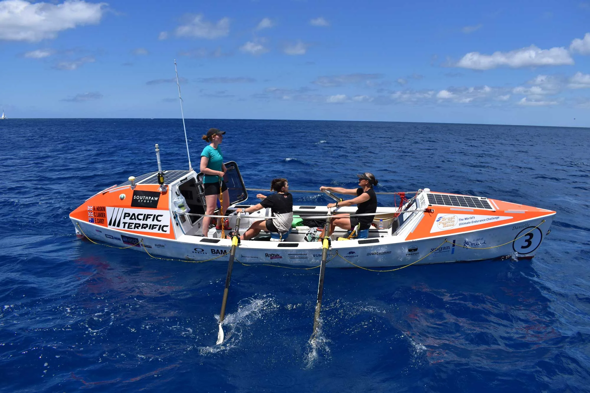 The crew Rowed over 2400 miles and it was not always this blue and calm. They saw storms,high winds and experienced true immersion in the largest expanse of ocean in the world.