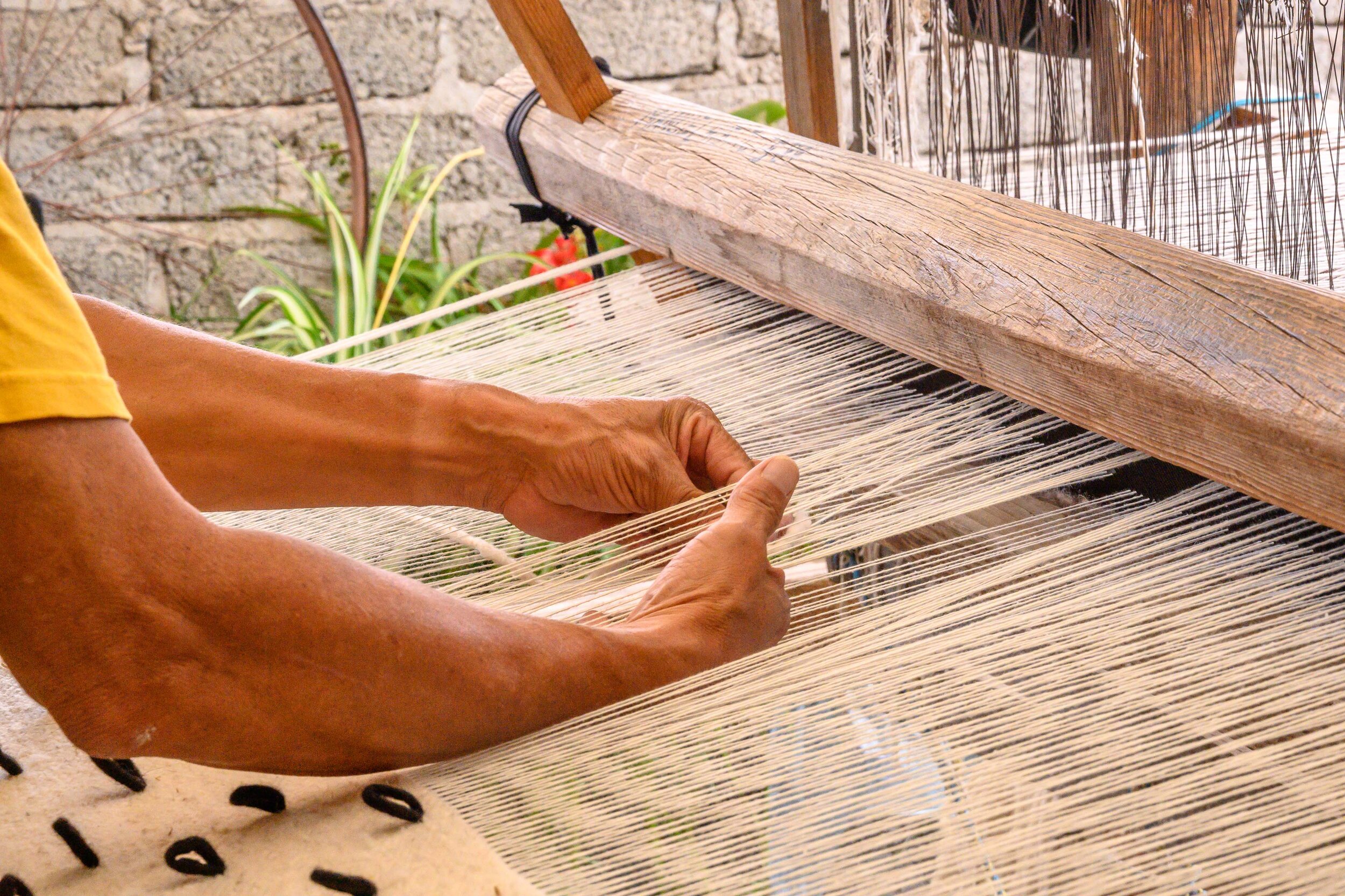 Felipe Elias Juarez, Rug Weaver -- working on his rooftop looms