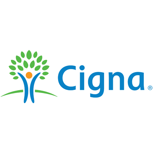 Cigna logo featuring a stylized tree with green leaves and an orange circle at the center, next to the word 'Cigna' in blue.