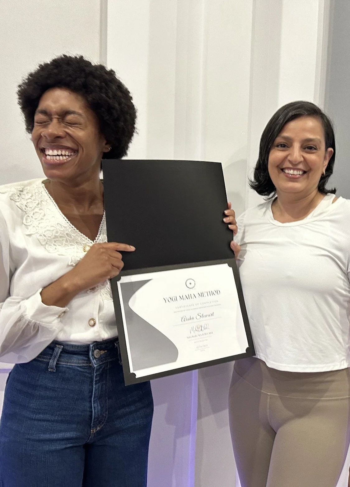 Yoga teacher training certificate ceremony at Yogi Maha Method